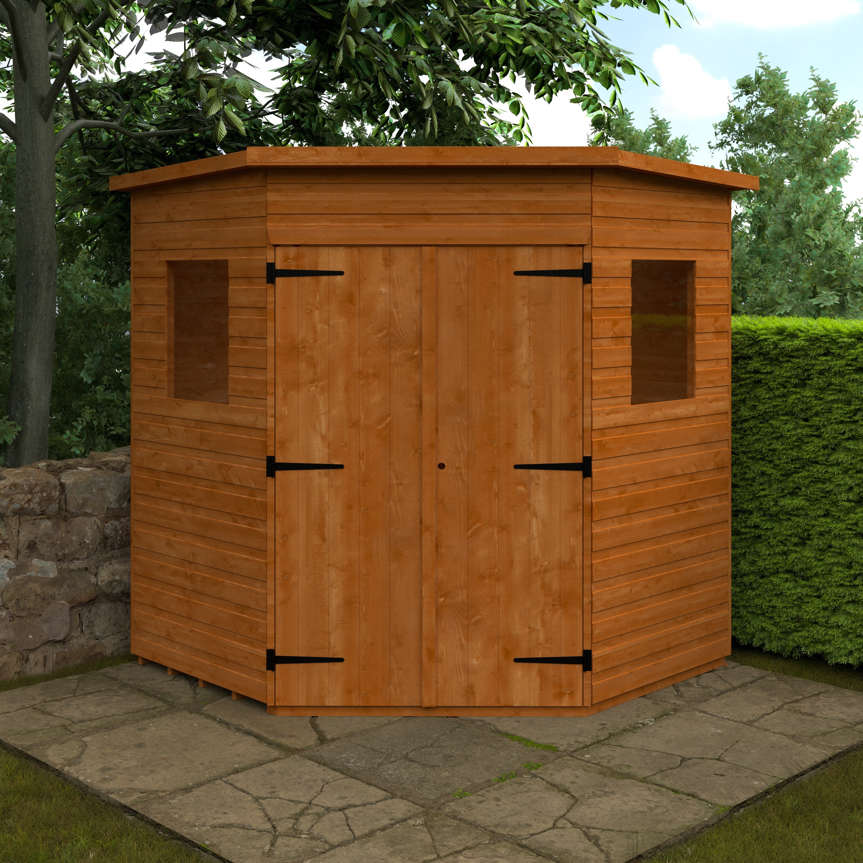 Corner Shiplap Wooden Garden Shed