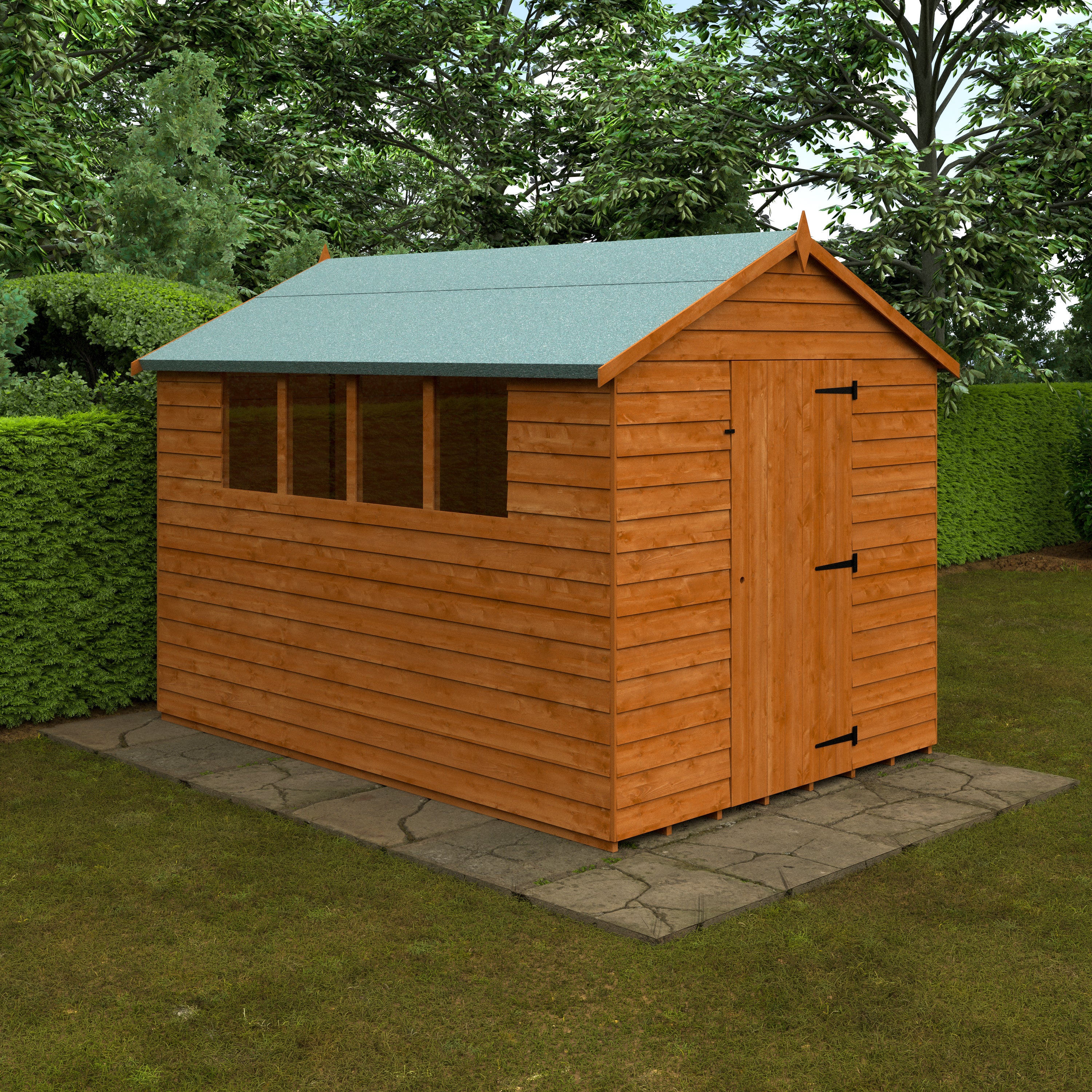 10x7 ft Budget Apex Overlap Wooden Garden Shed