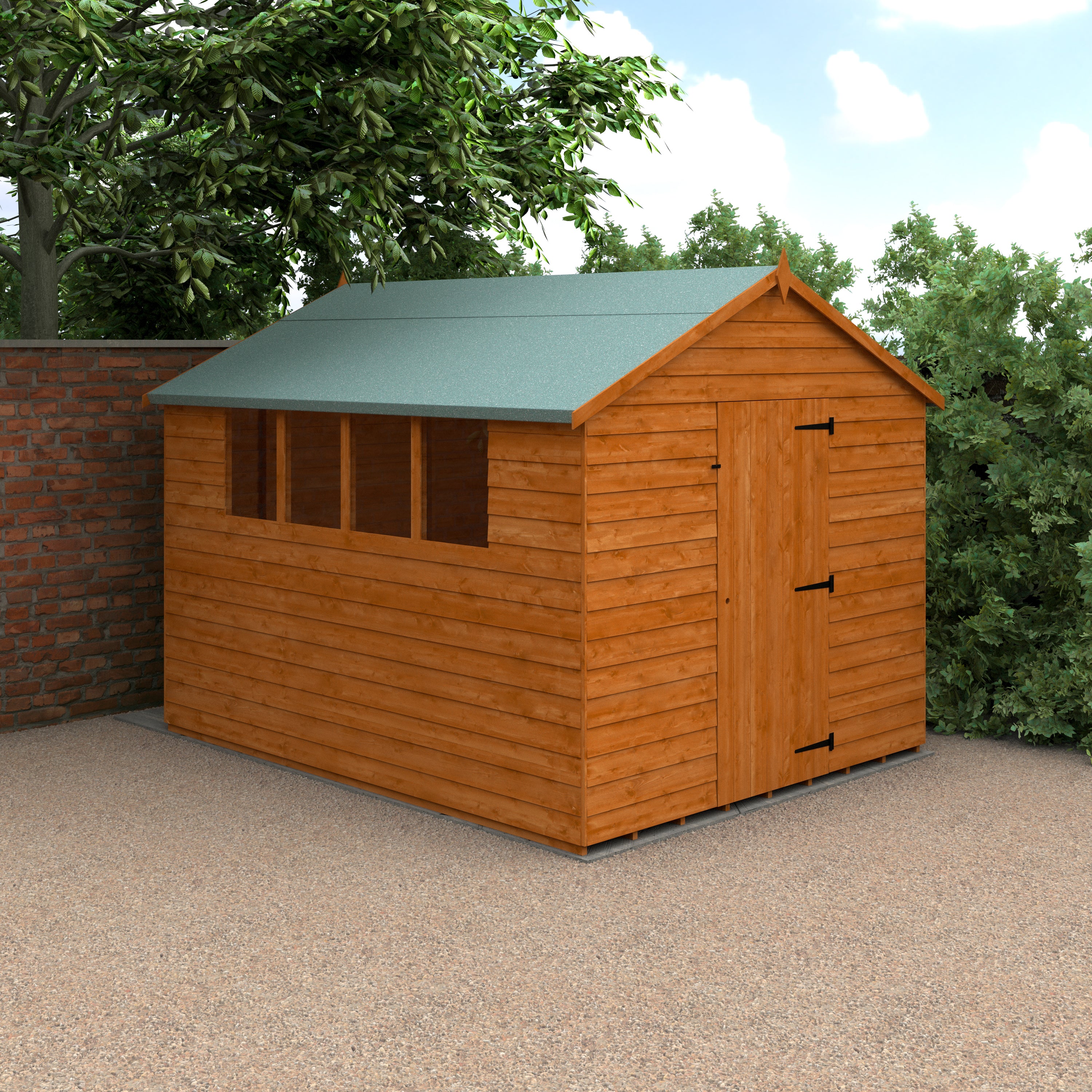 10x8 ft Budget Apex Overlap Wooden Garden Shed