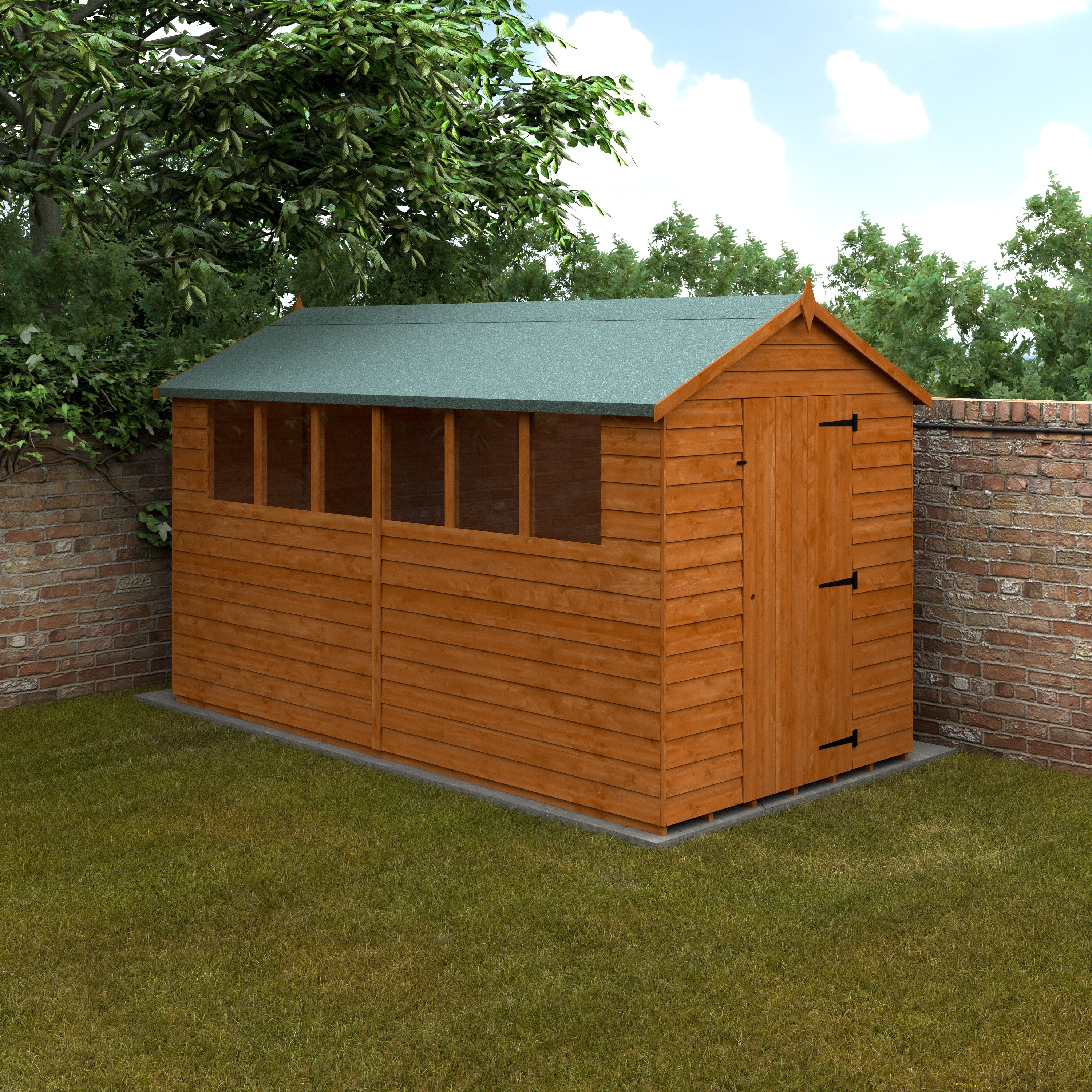 12x6 ft Budget Apex Overlap Wooden Garden Shed