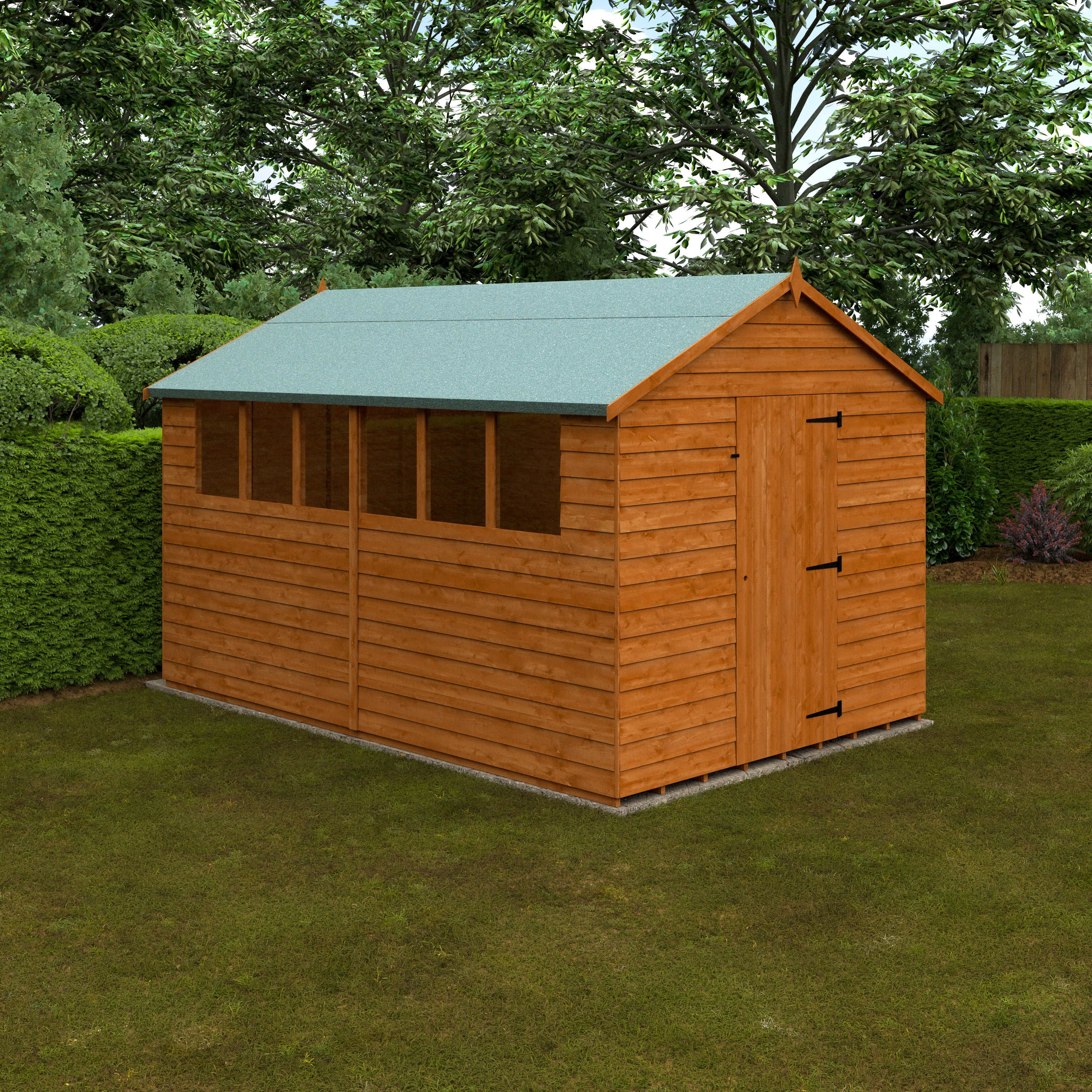 12x8 ft Budget Apex Overlap Wooden Garden Shed