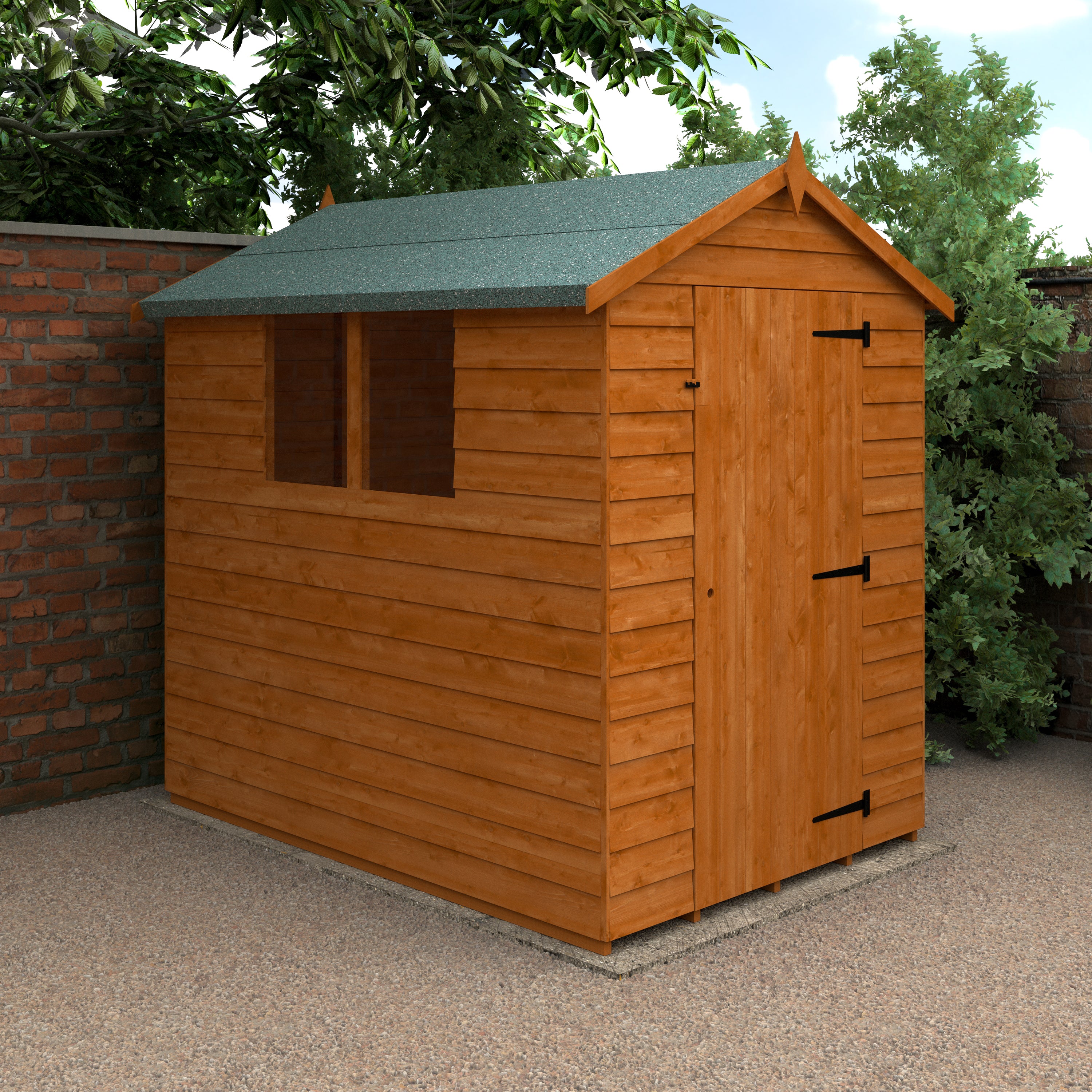 7x5 ft Budget Apex Overlap Wooden Garden Shed