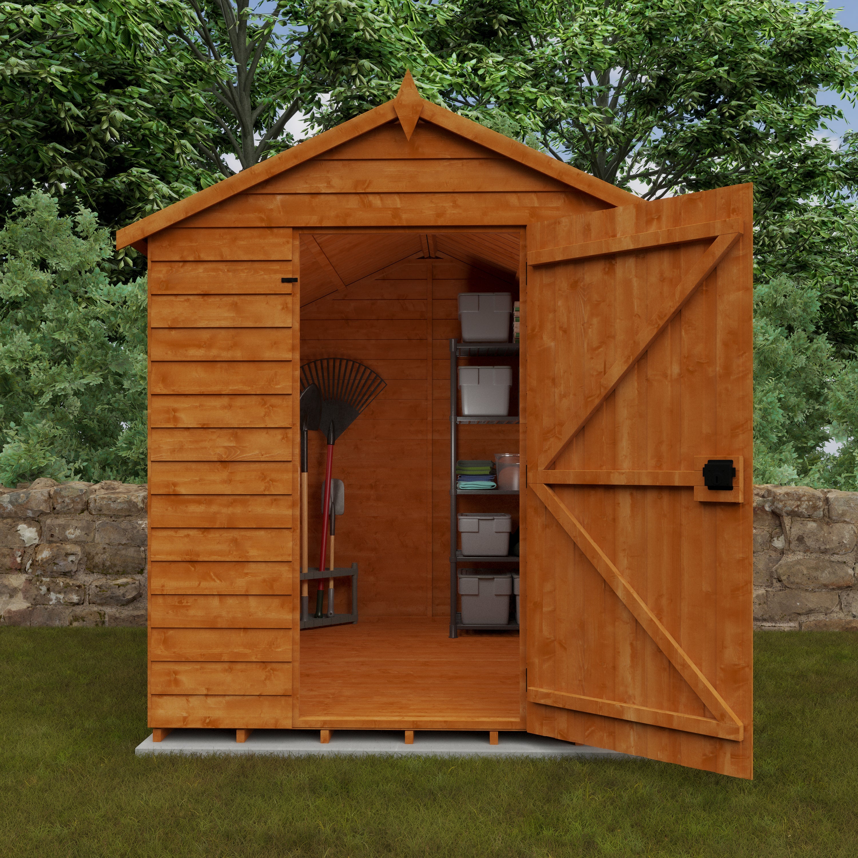 8x6 ft Budget Apex Overlap Wooden Garden Shed