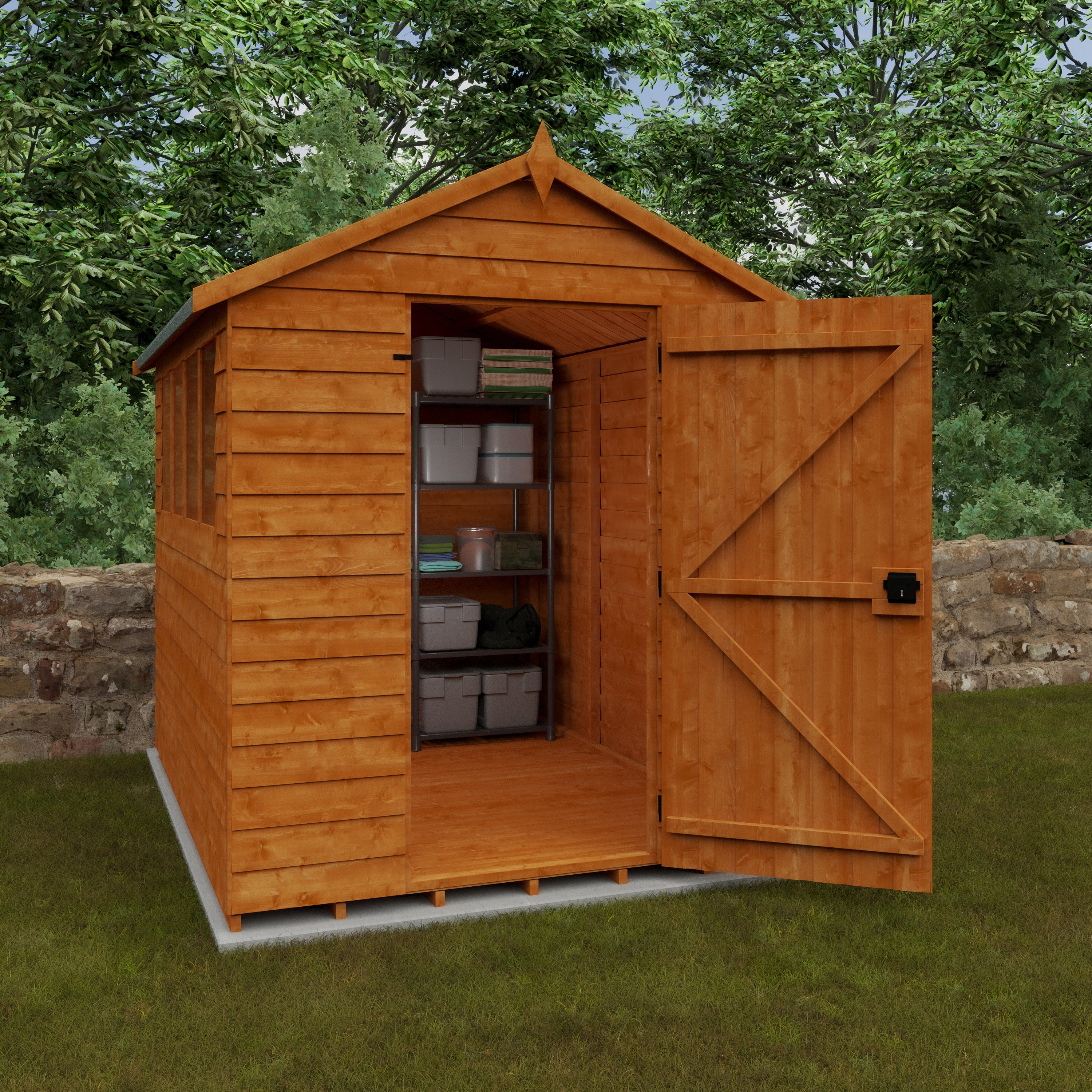 8x6 ft Budget Apex Overlap Wooden Garden Shed