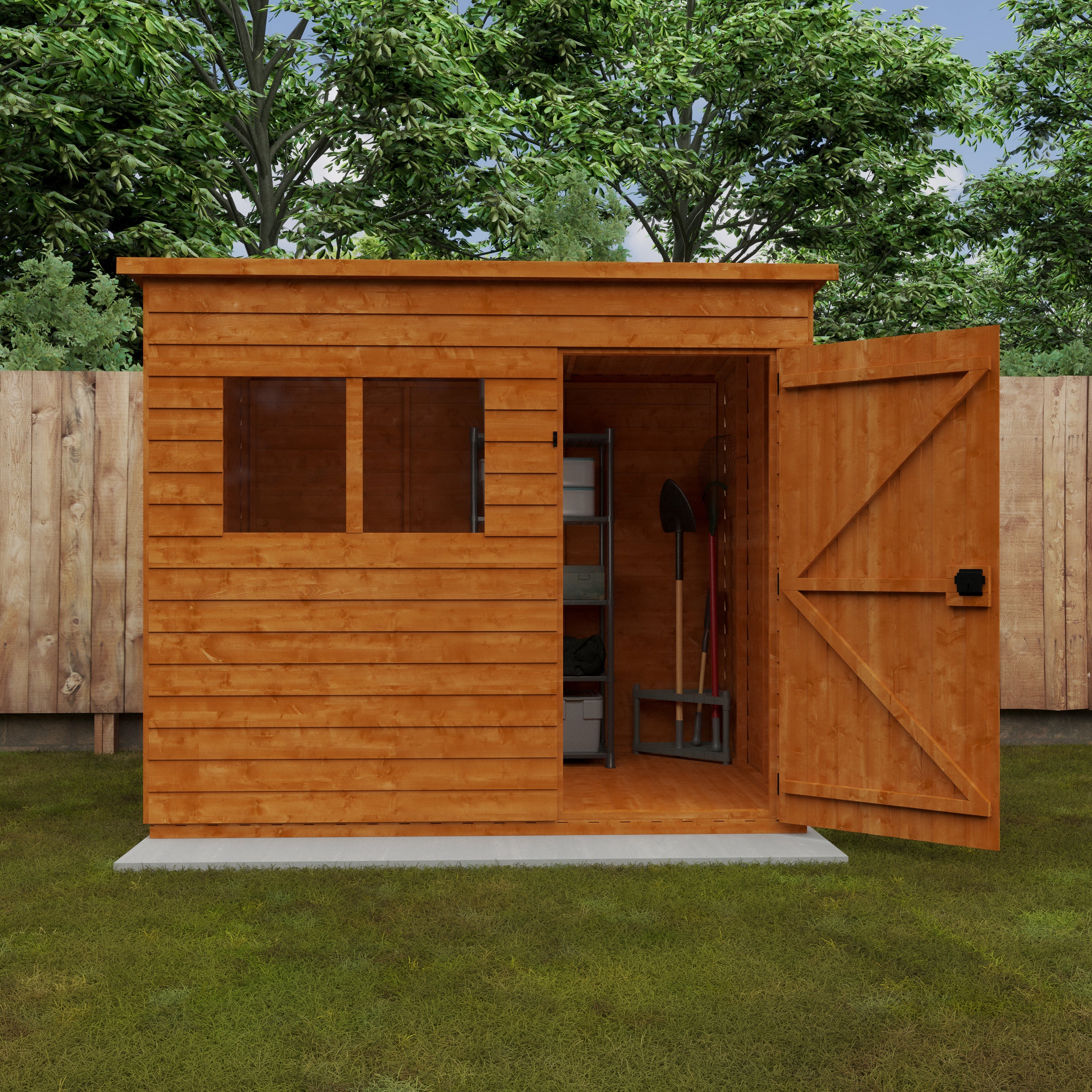 8x6 ft Budget Pent Overlap Wooden Garden Shed