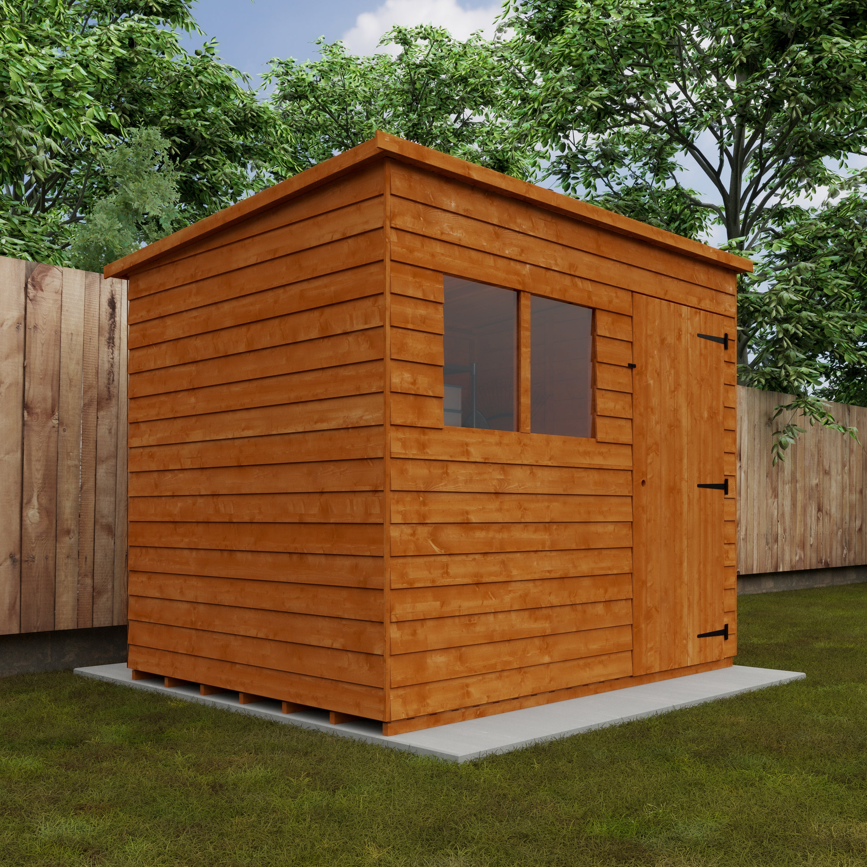 8x6 ft Budget Pent Overlap Wooden Garden Shed