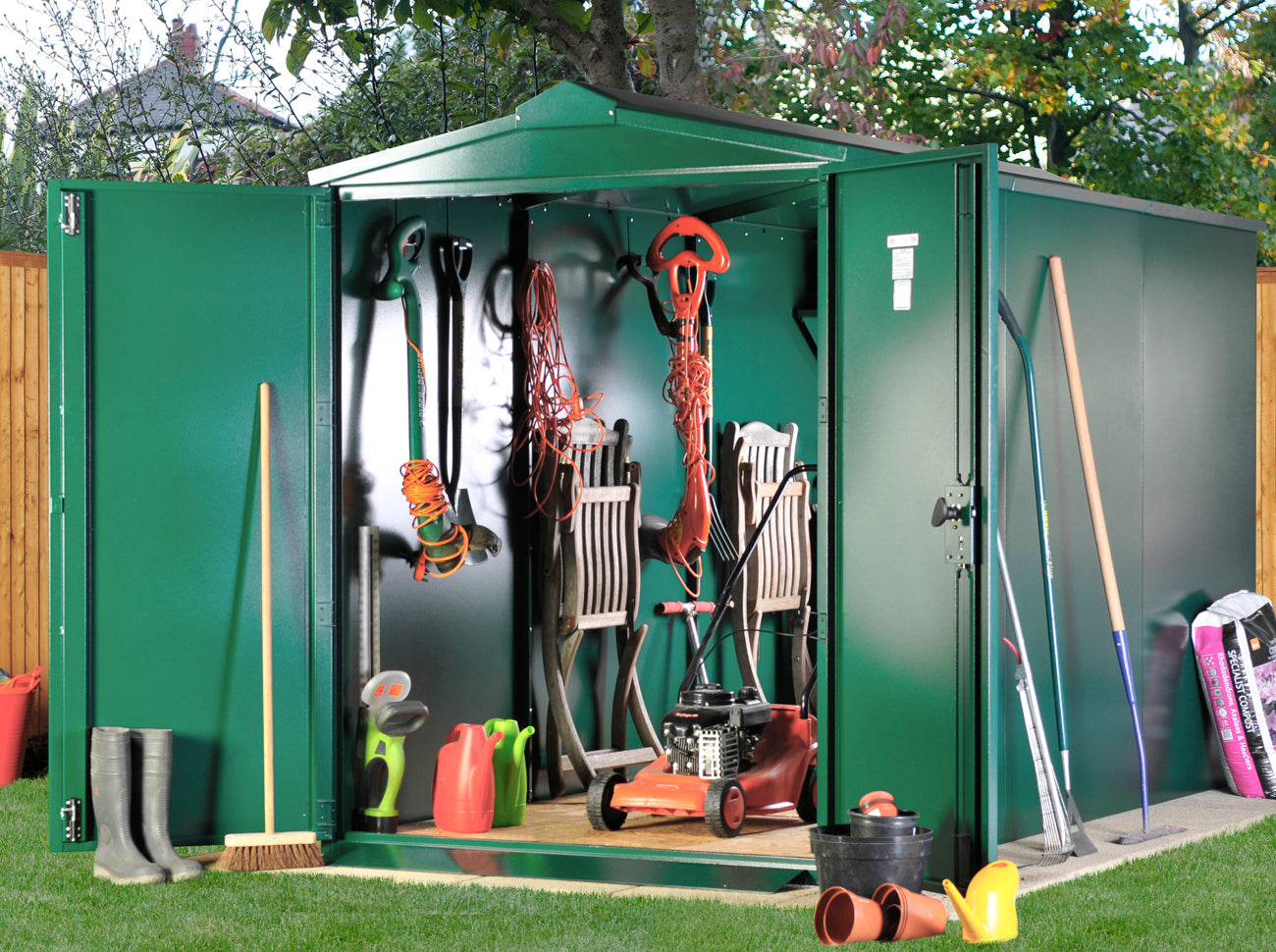 Asgard Green Centurion Apex Metal Garden Shed 5x11 ft