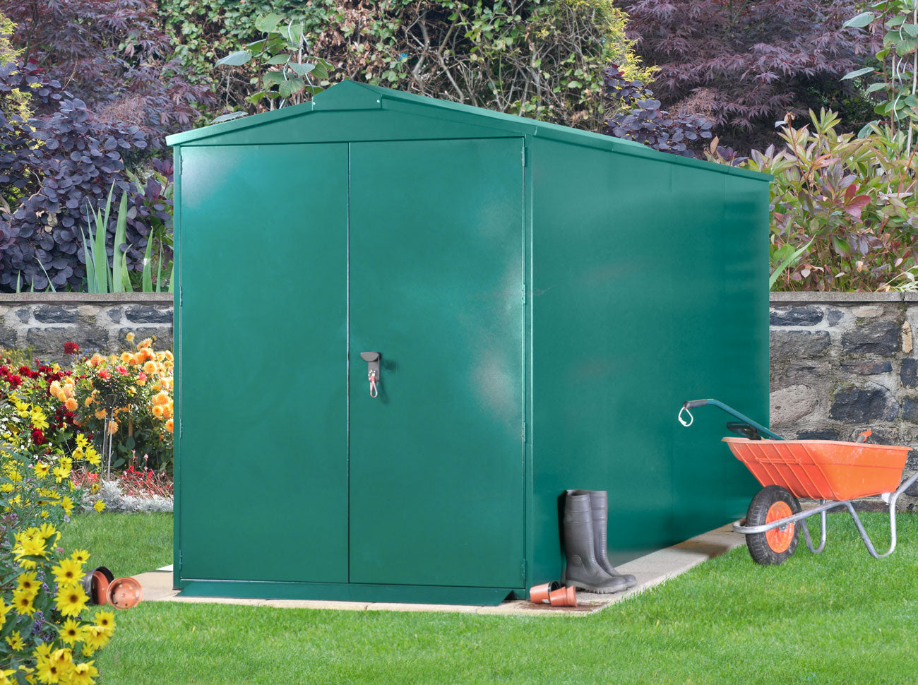 Asgard Green Centurion Apex Metal Garden Shed 5x14 ft