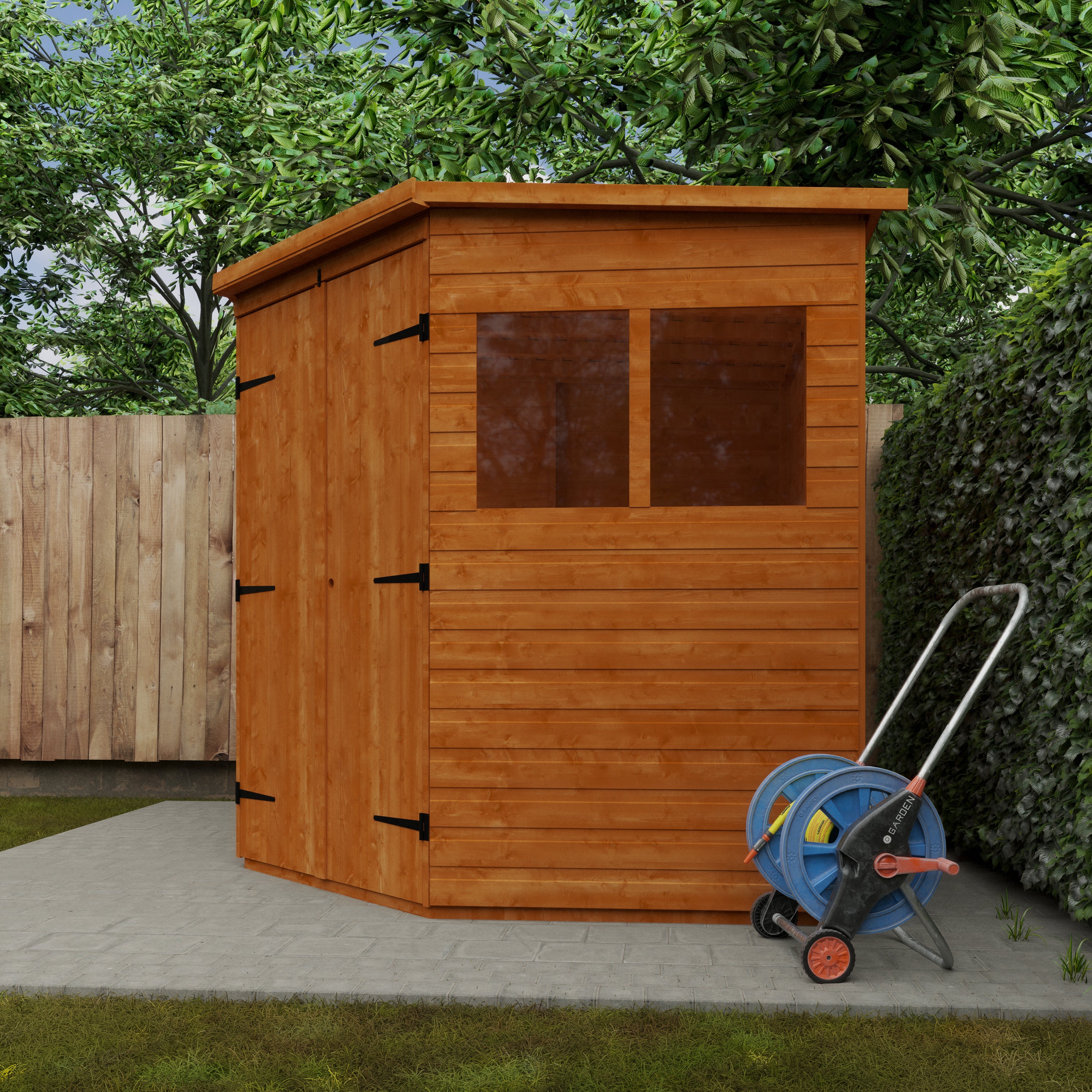 7x7 ft Corner Shiplap Wooden Garden Shed