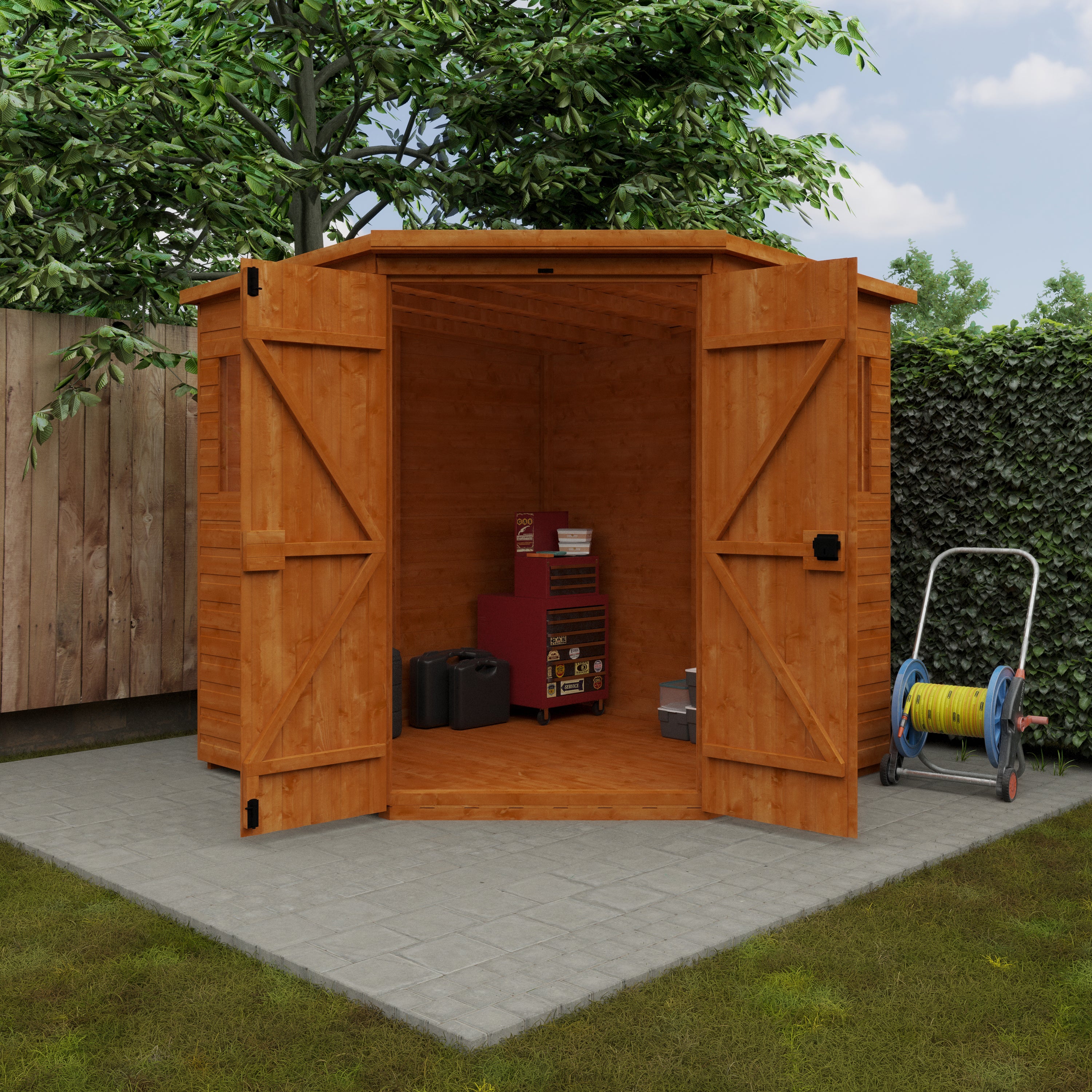 7x7 ft Corner Shiplap Wooden Garden Shed