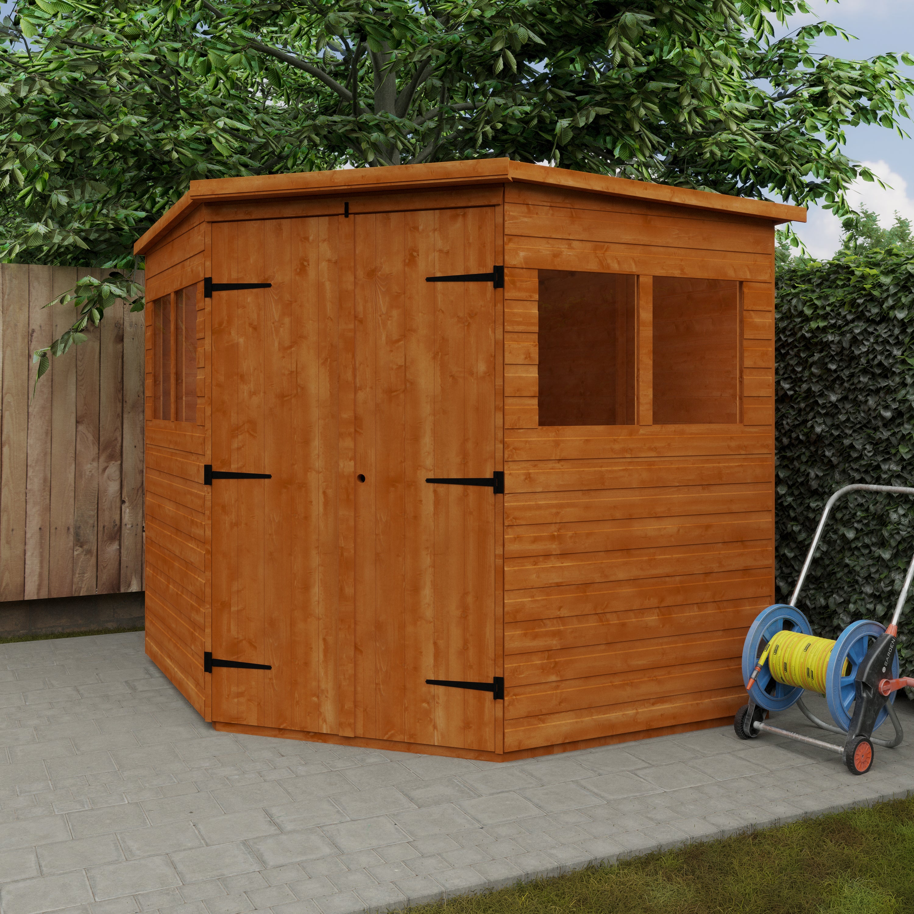 7x7 ft Corner Shiplap Wooden Garden Shed