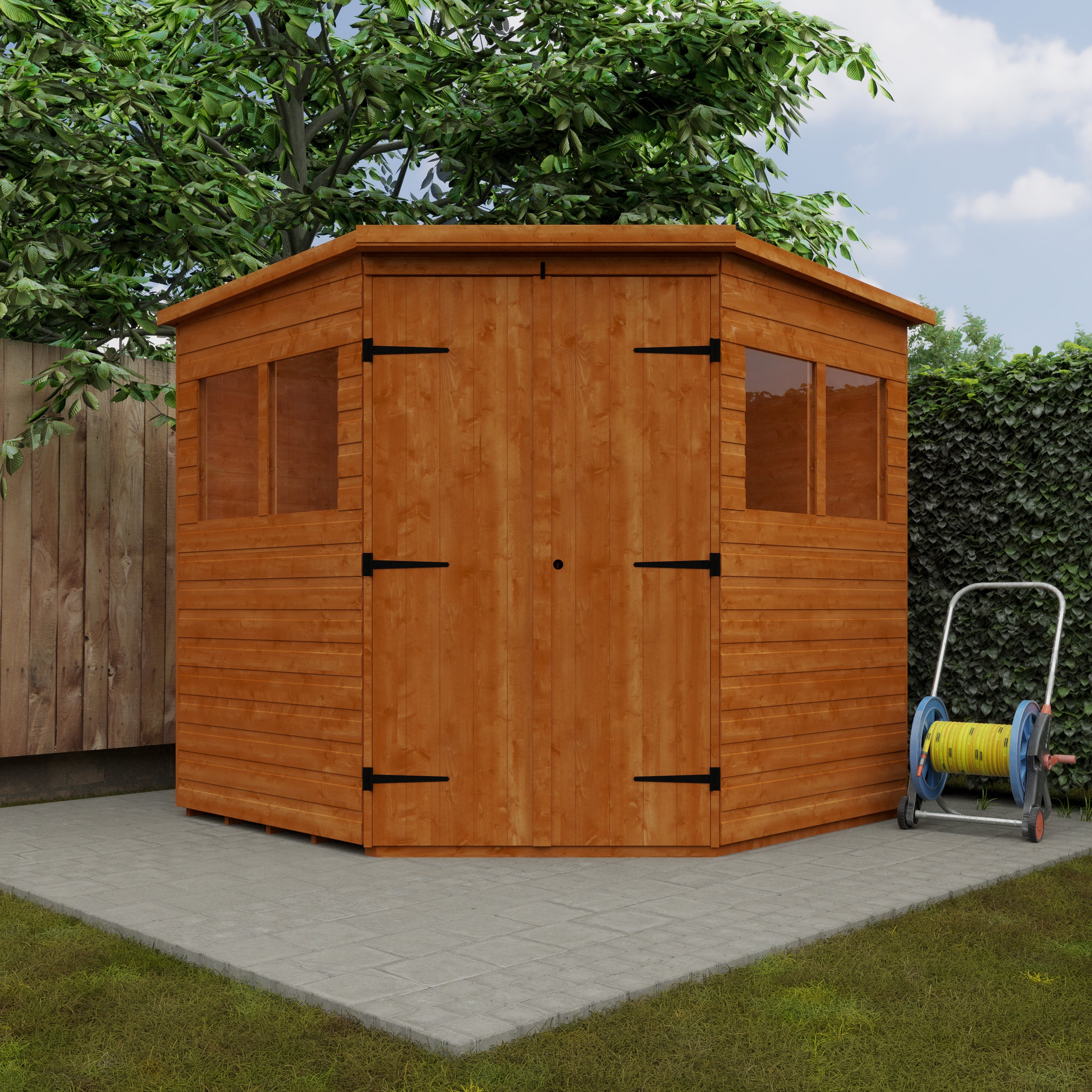 7x7 ft Corner Shiplap Wooden Garden Shed