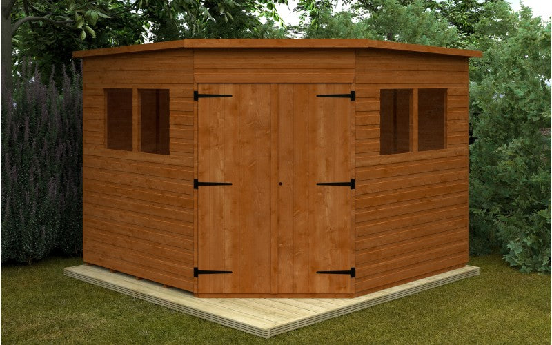 Corner Shiplap Wooden Garden Shed