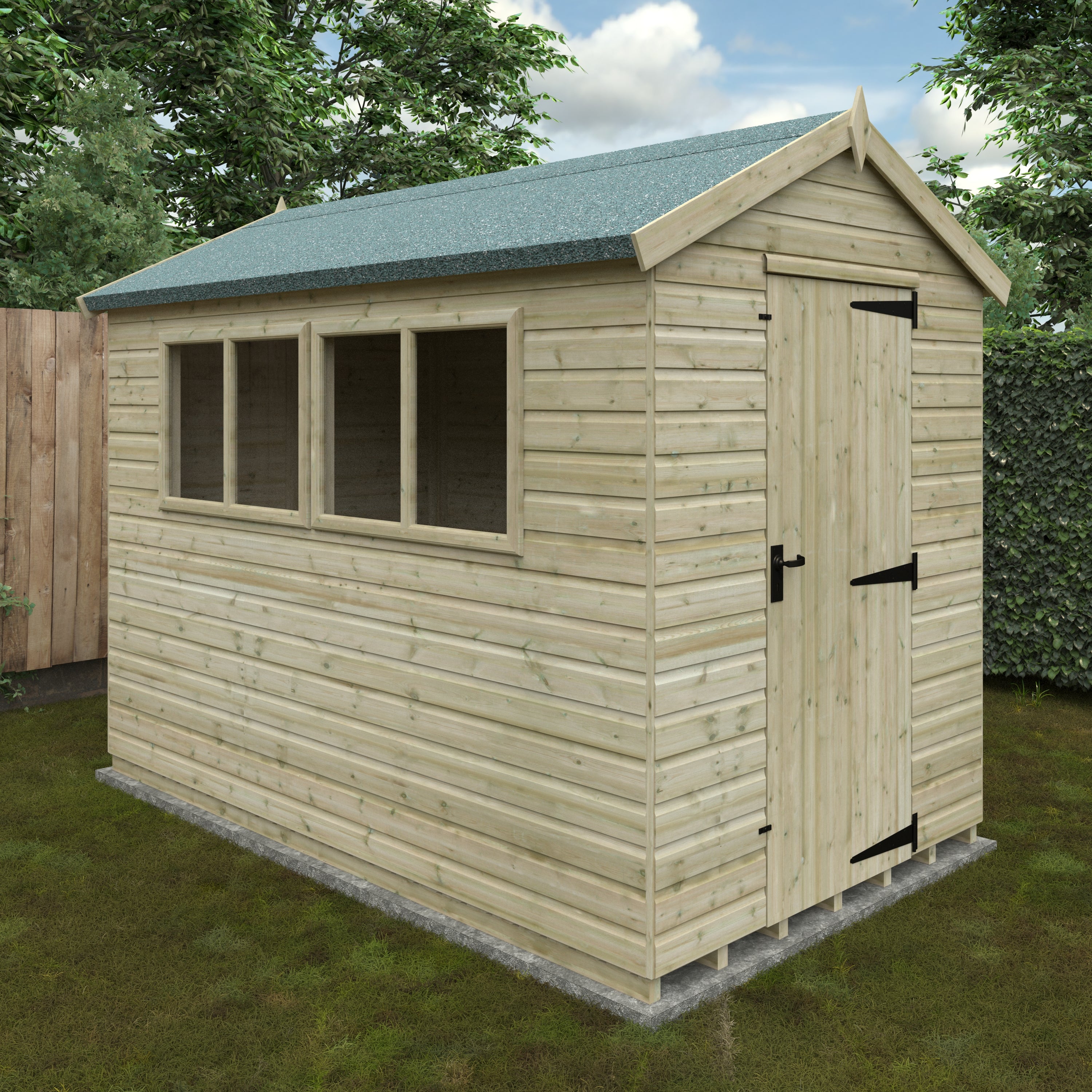 10x6 ft Deluxe Apex Tanalised Shiplap Wooden Garden Shed