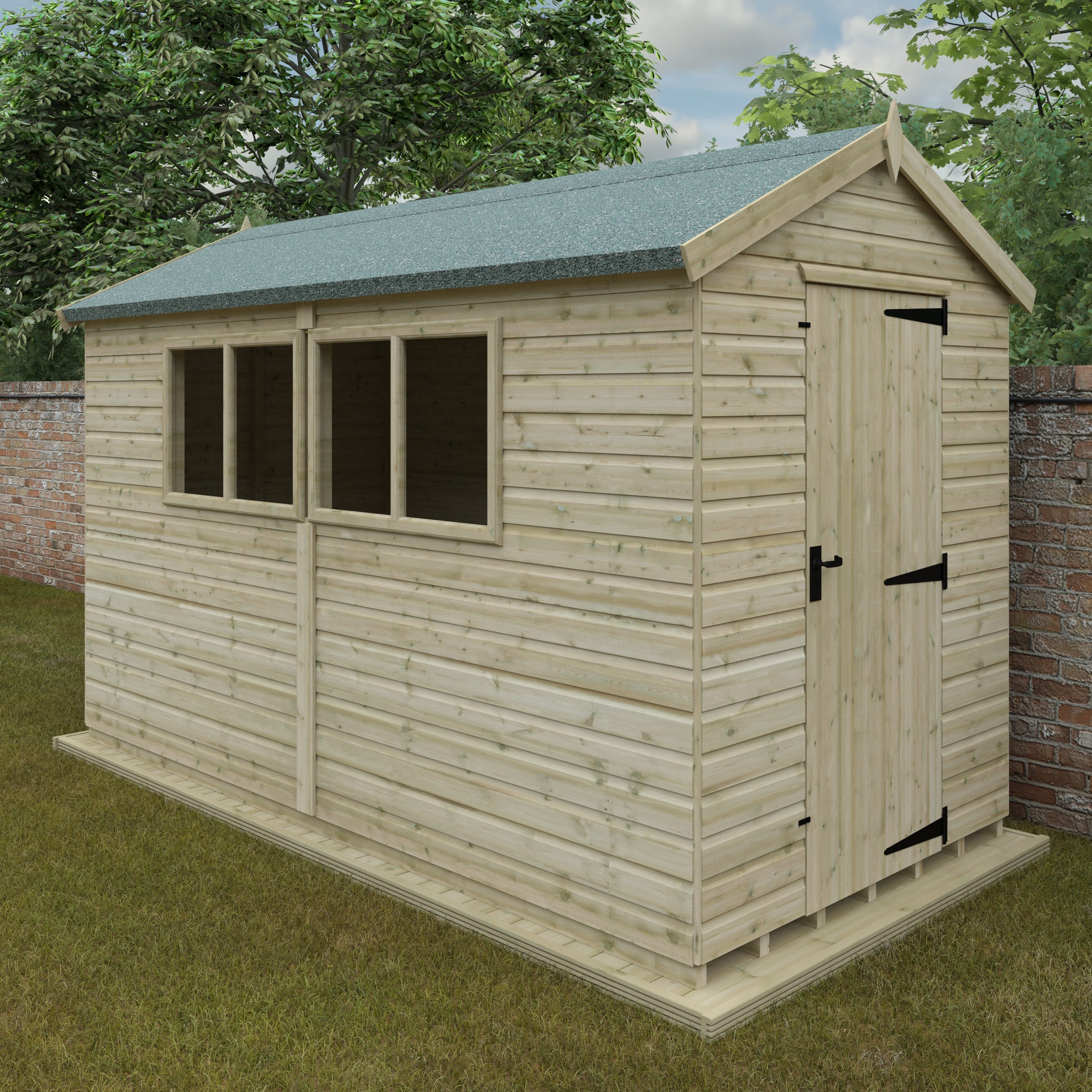 12x6 ft Deluxe Apex Tanalised Shiplap Wooden Garden Shed