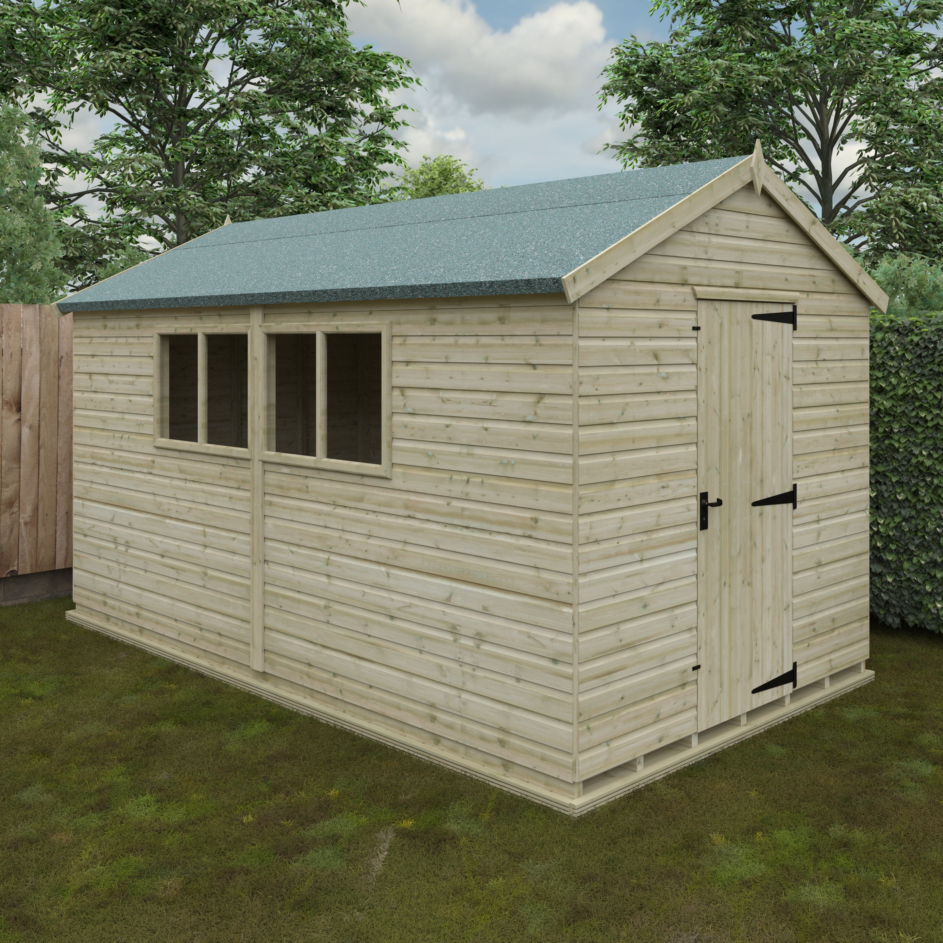 14x8 ft Deluxe Apex Tanalised Shiplap Wooden Garden Shed