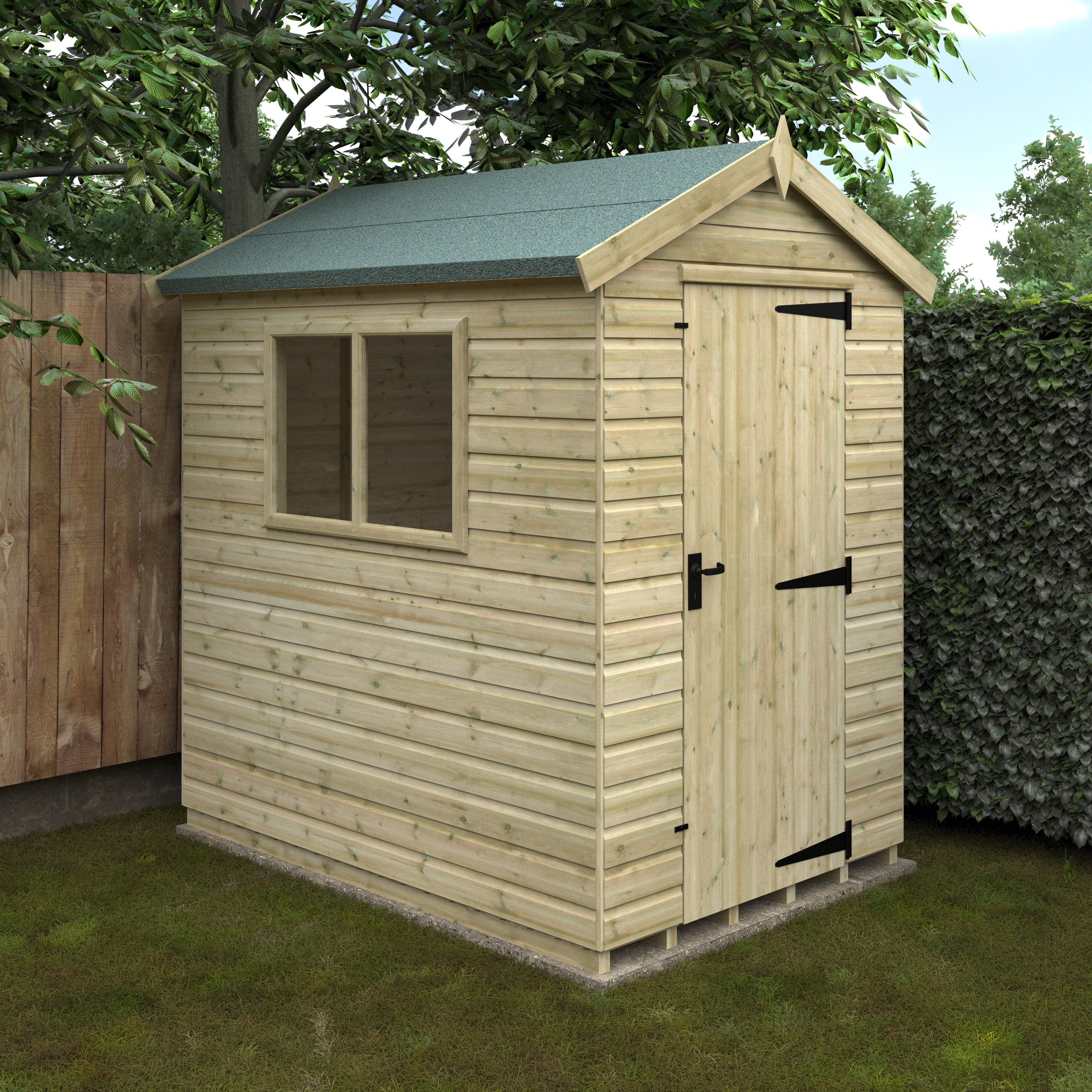 7x5 ft Deluxe Apex Tanalised Shiplap Wooden Garden Shed