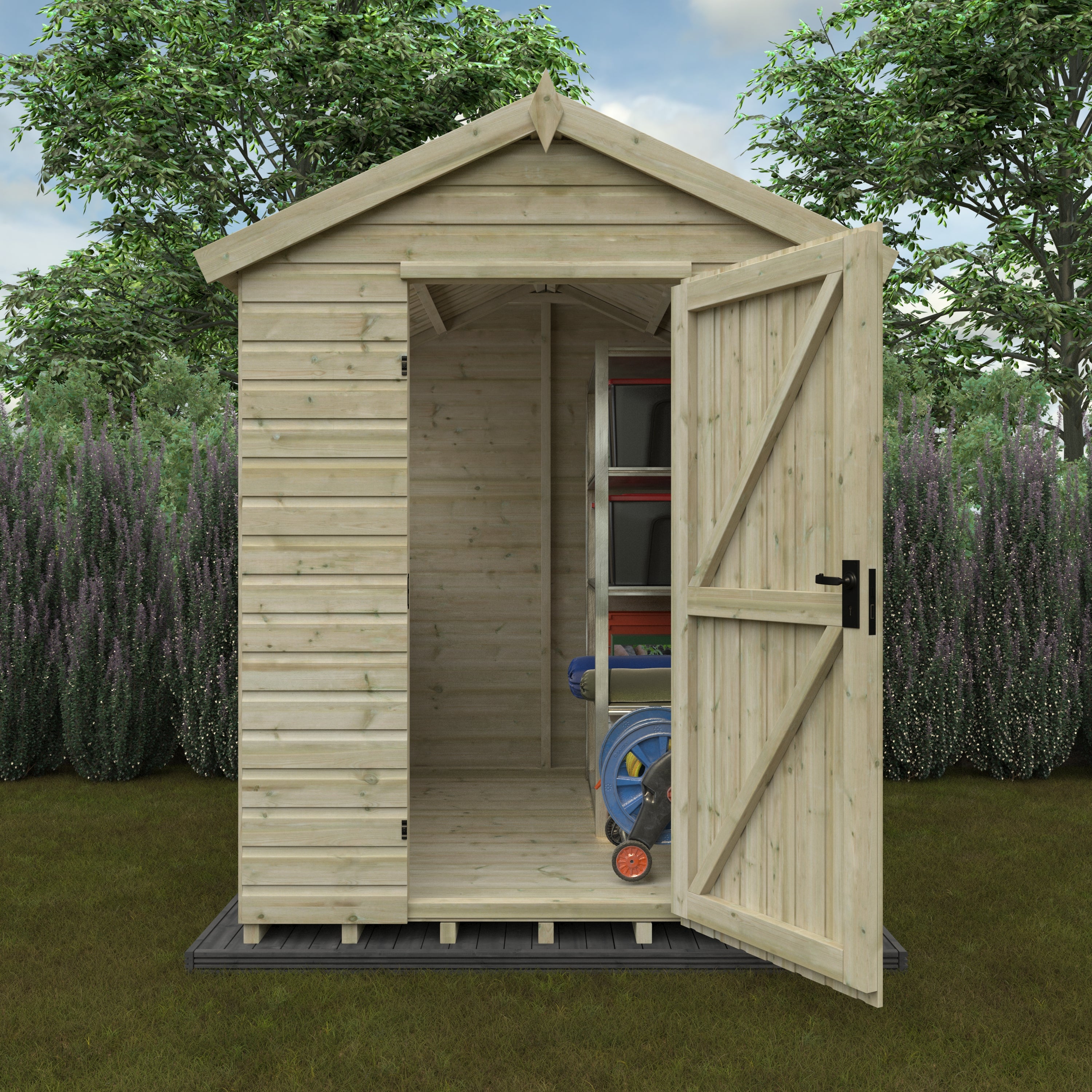 8x6 ft Deluxe Apex Tanalised Shiplap Wooden Garden Shed