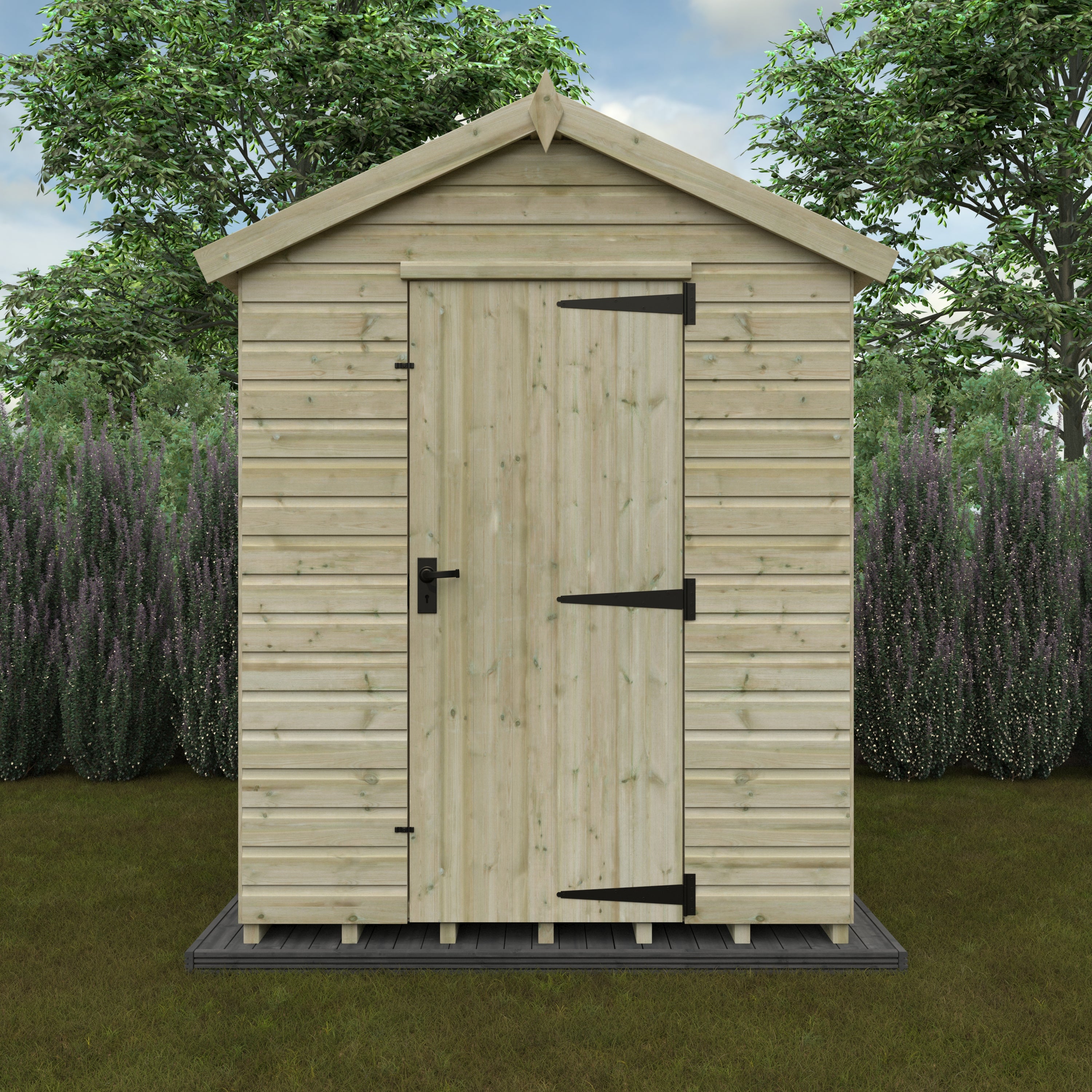 8x6 ft Deluxe Apex Tanalised Shiplap Wooden Garden Shed