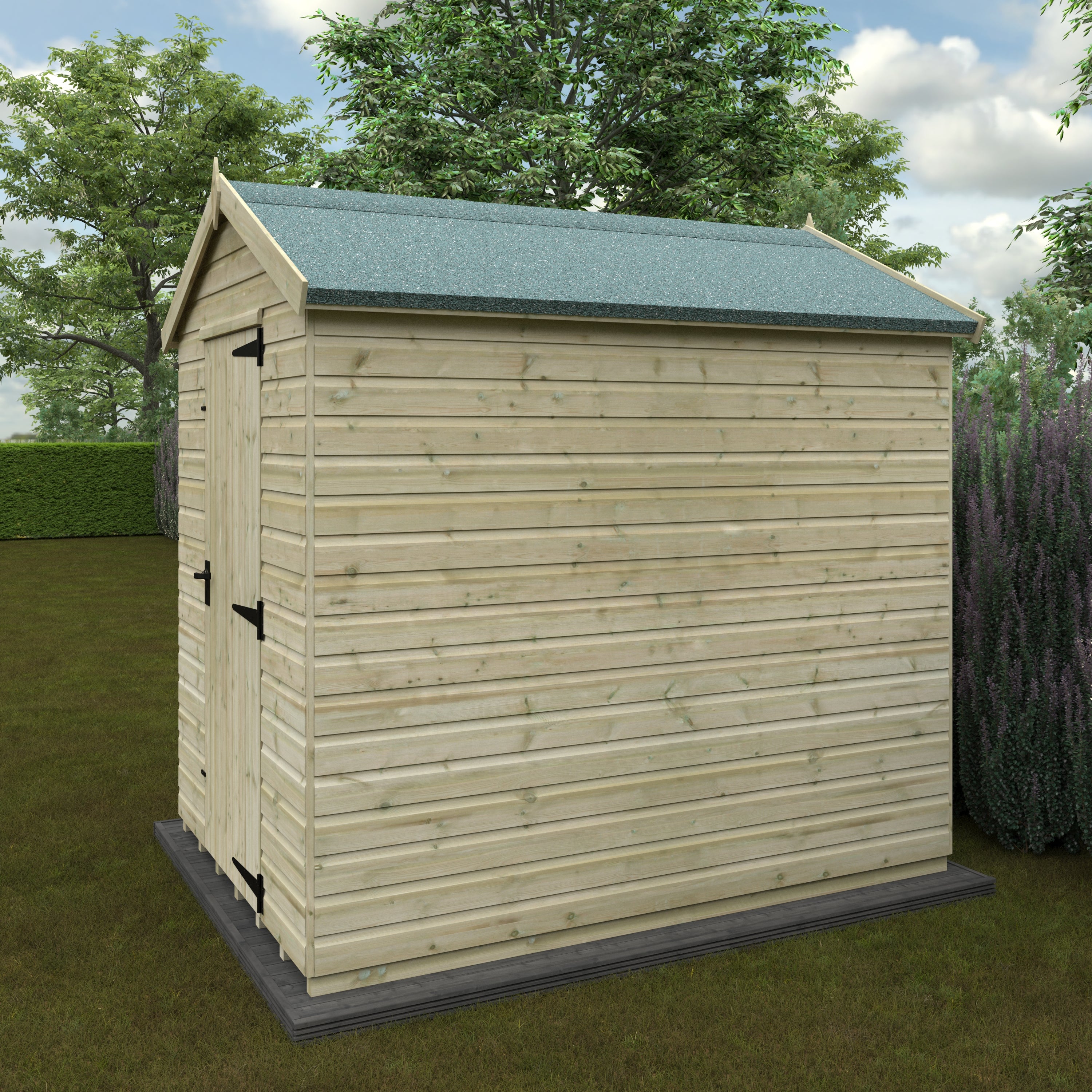 8x6 ft Deluxe Apex Tanalised Shiplap Wooden Garden Shed