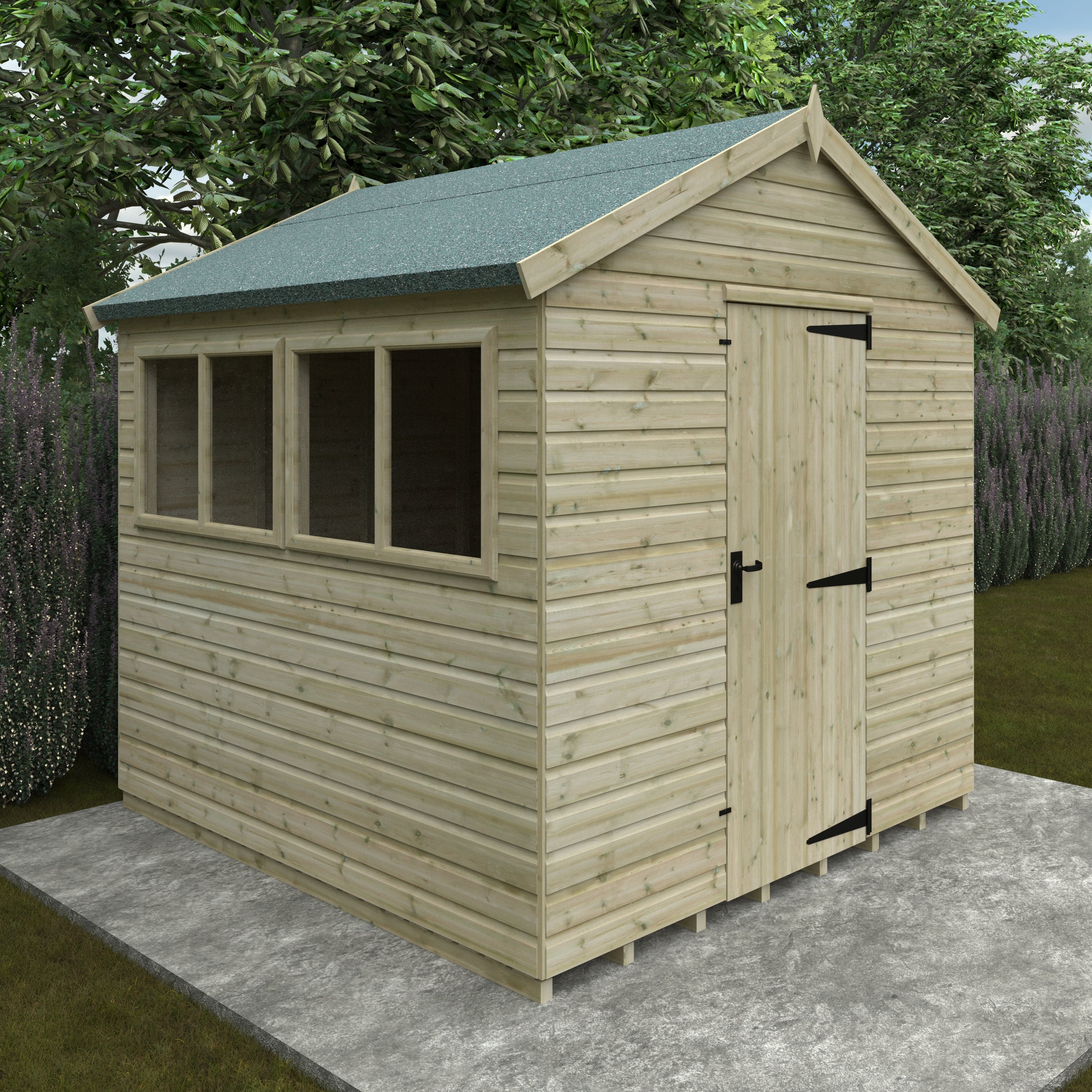 8x8 ft Deluxe Apex Tanalised Shiplap Wooden Garden Shed