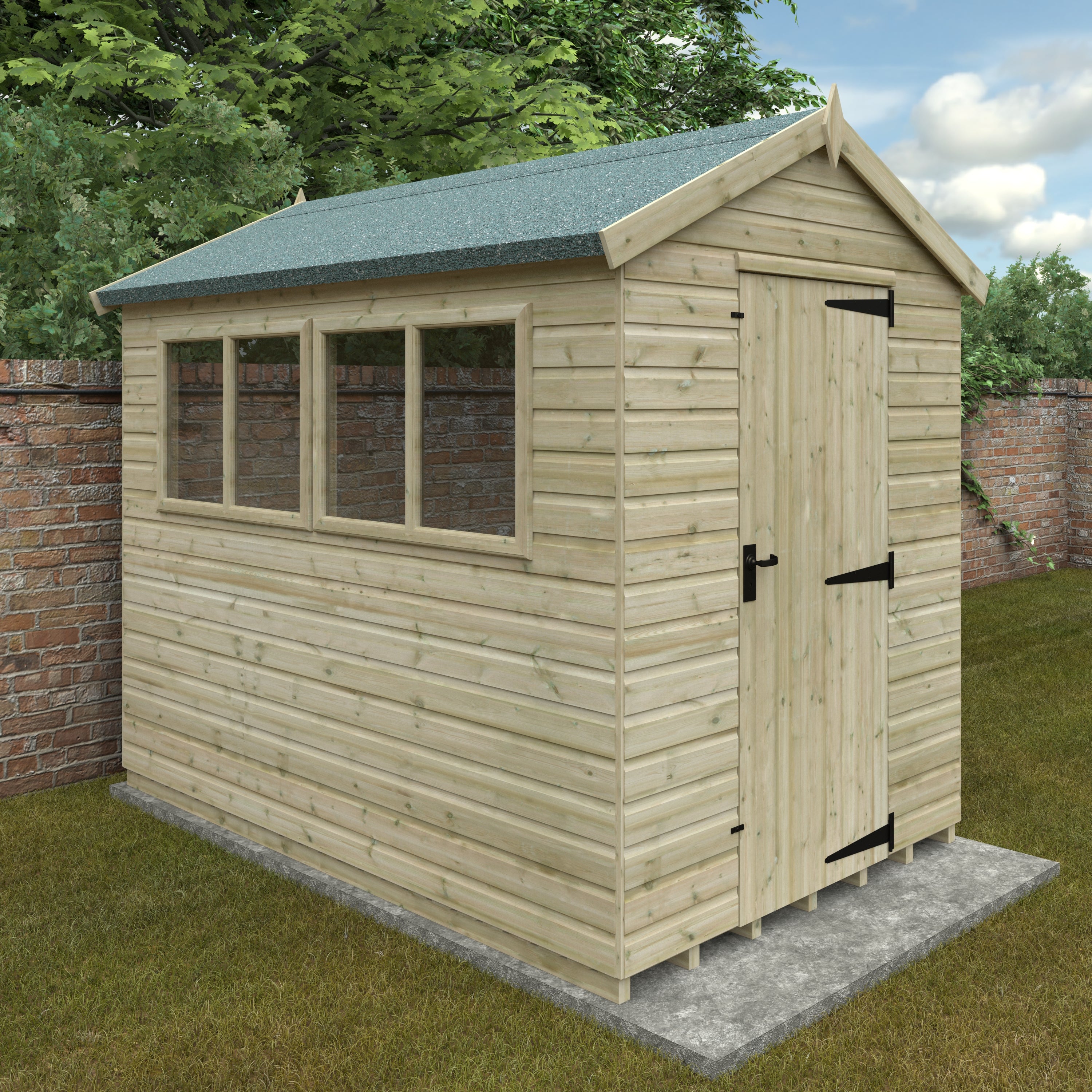 9x6 ft Deluxe Apex Tanalised Shiplap Wooden Garden Shed