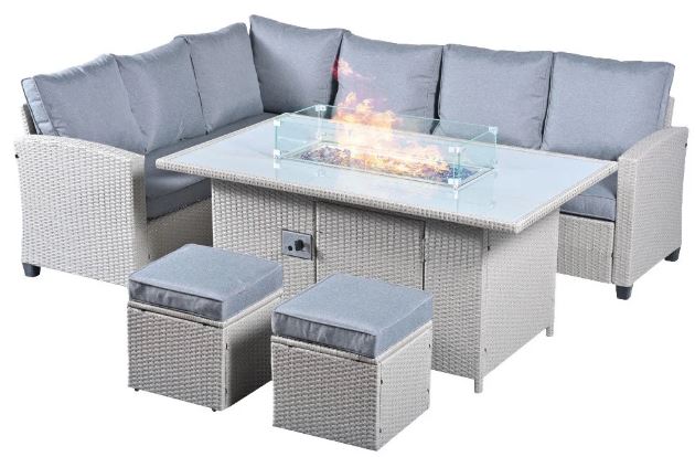 The Well Good 8 Seat Corner Gas Firepit Rattan Dining Set