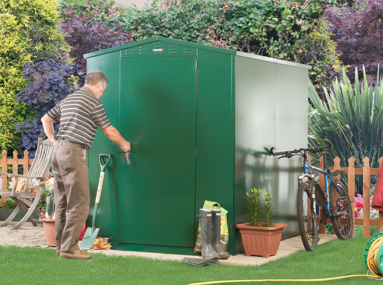 Asgard Flexistore 1522 Green 5x7 ft Apex Metal Garden Shed