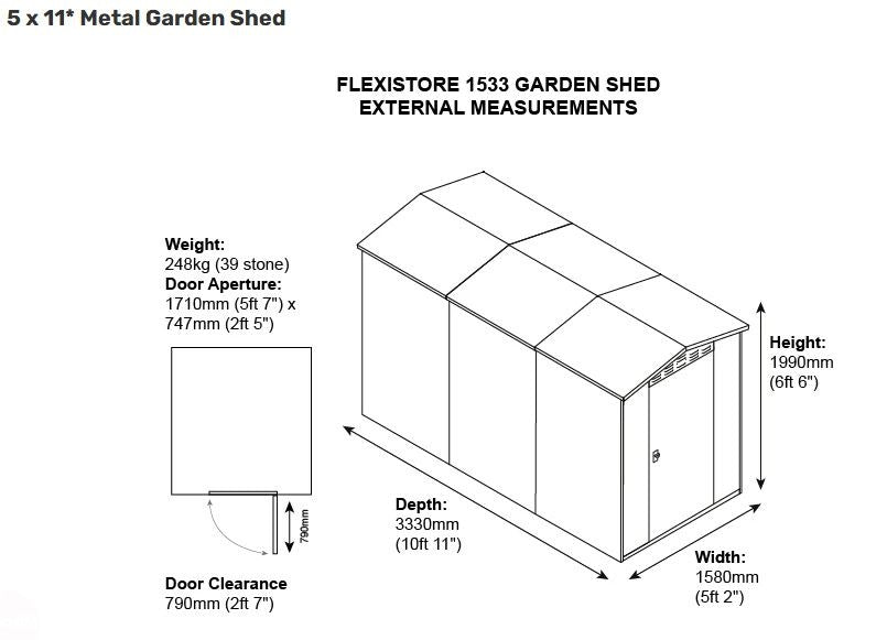 FLEXISTORE APEX METAL GARDEN SHEDS