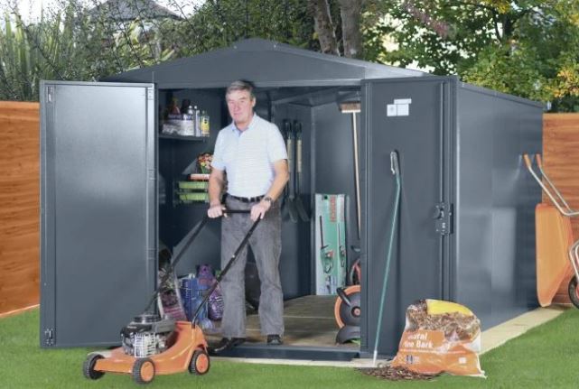 Asgard Grey Apex Metal Garden Shed 7x14 ft