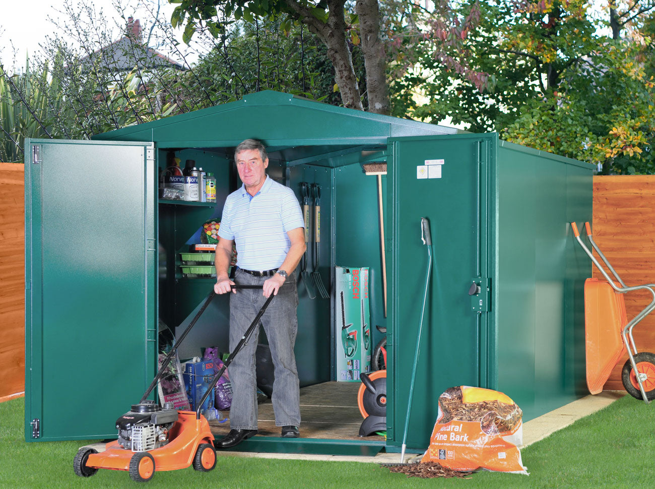 Asgard Green Apex Metal Garden Shed 7x14 ft