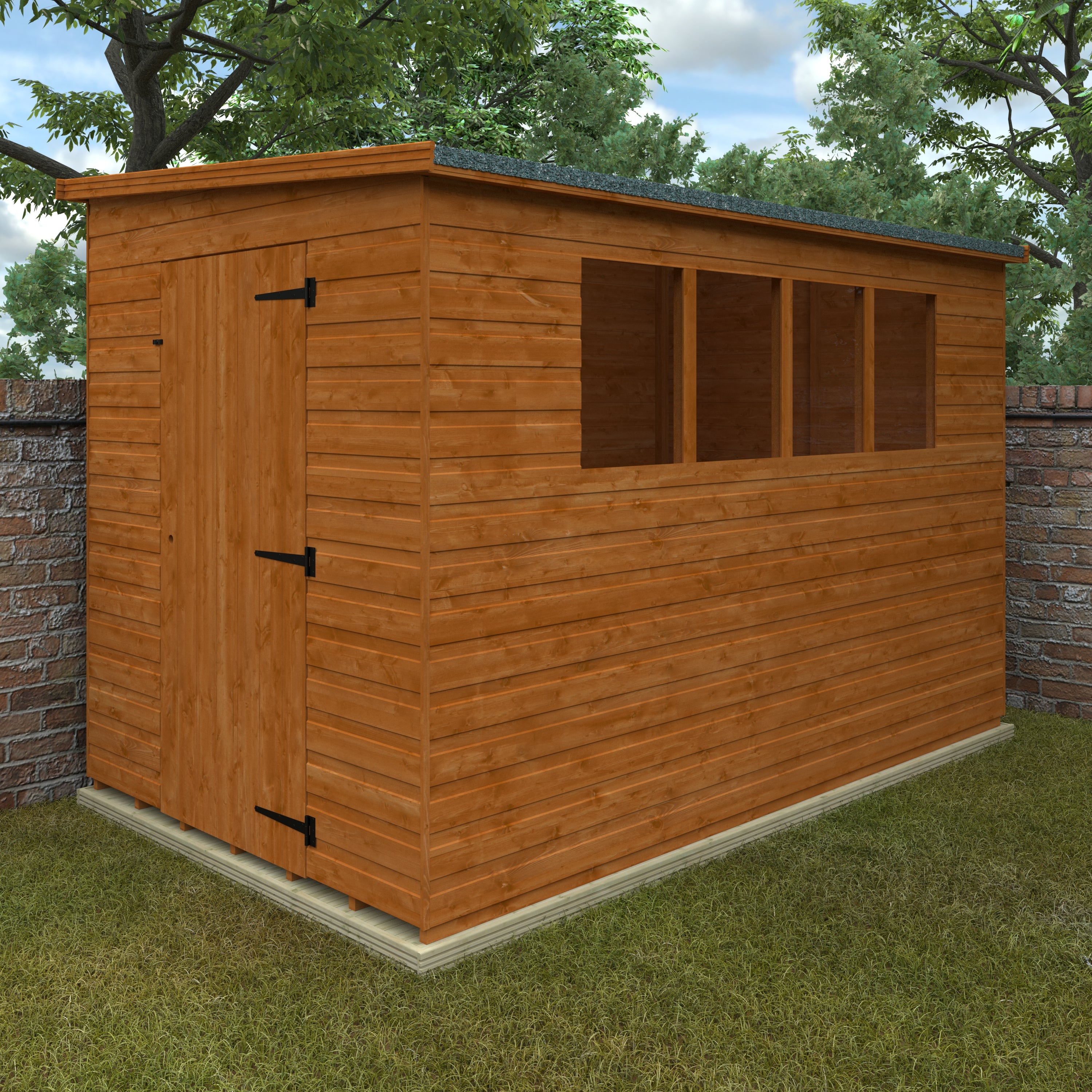 10x6 ft Lean-To Pent Shiplap Wooden Garden Shed