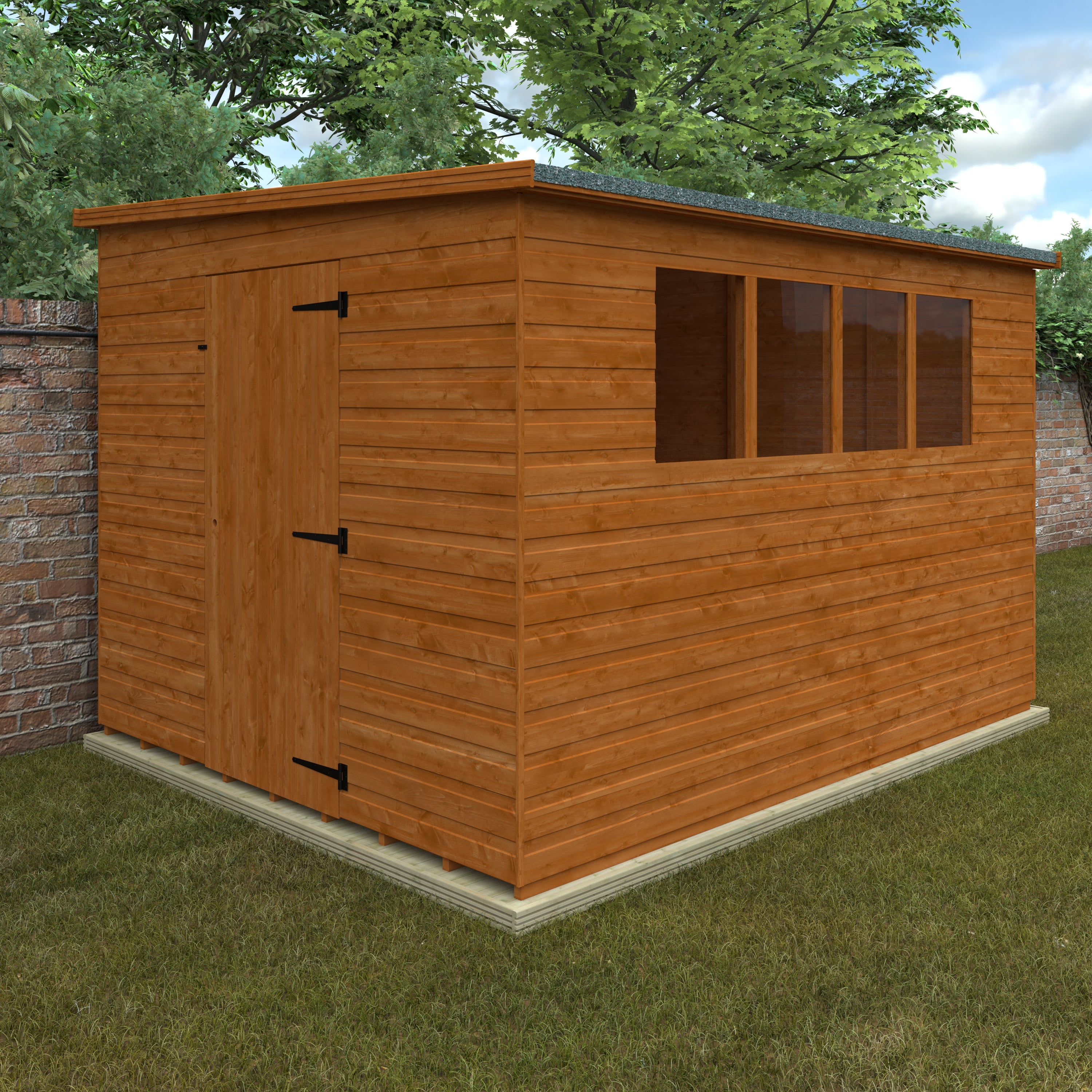 10x8 ft Lean-To Pent Shiplap Wooden Garden Shed