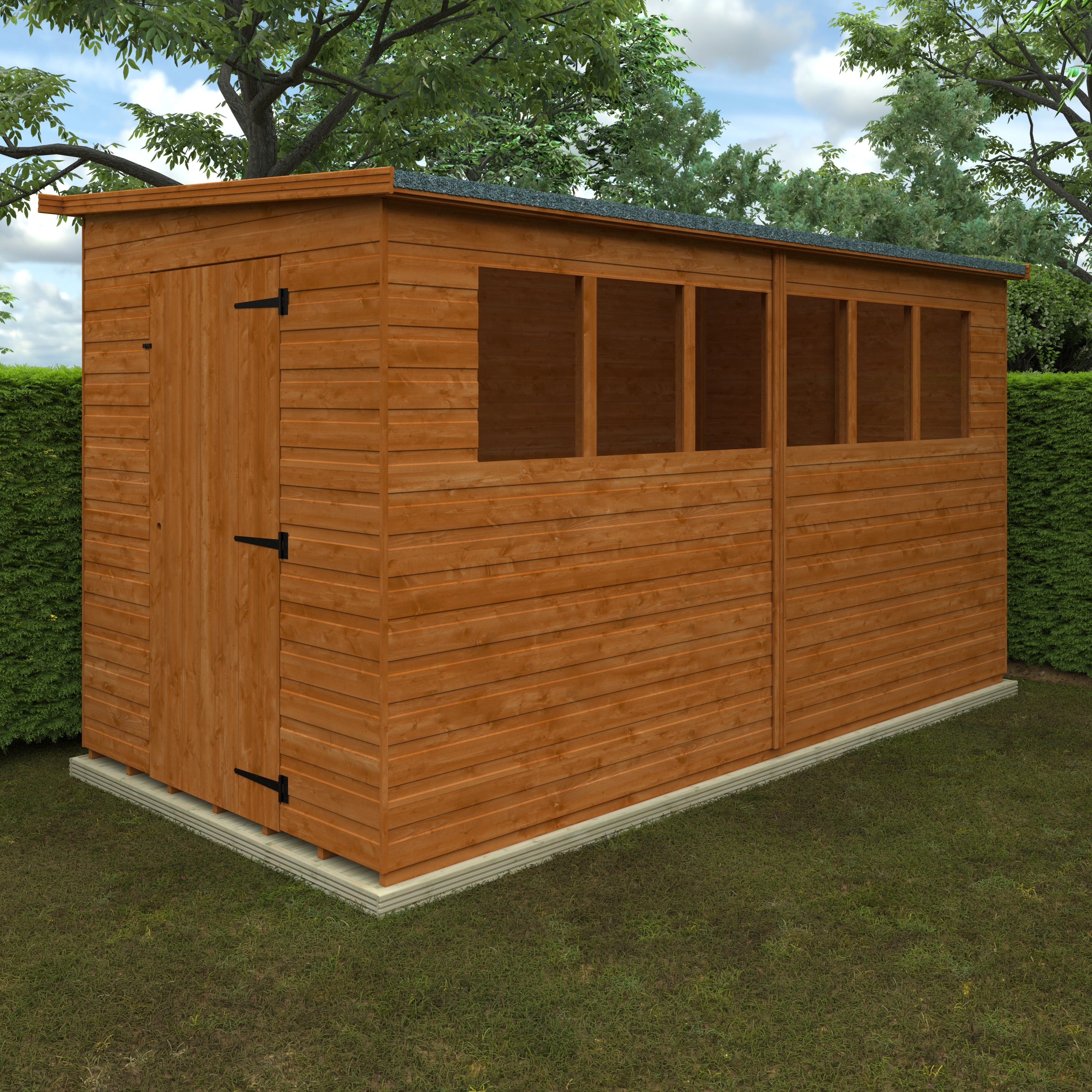 12x6 ft Lean-To Pent Shiplap Wooden Garden Shed