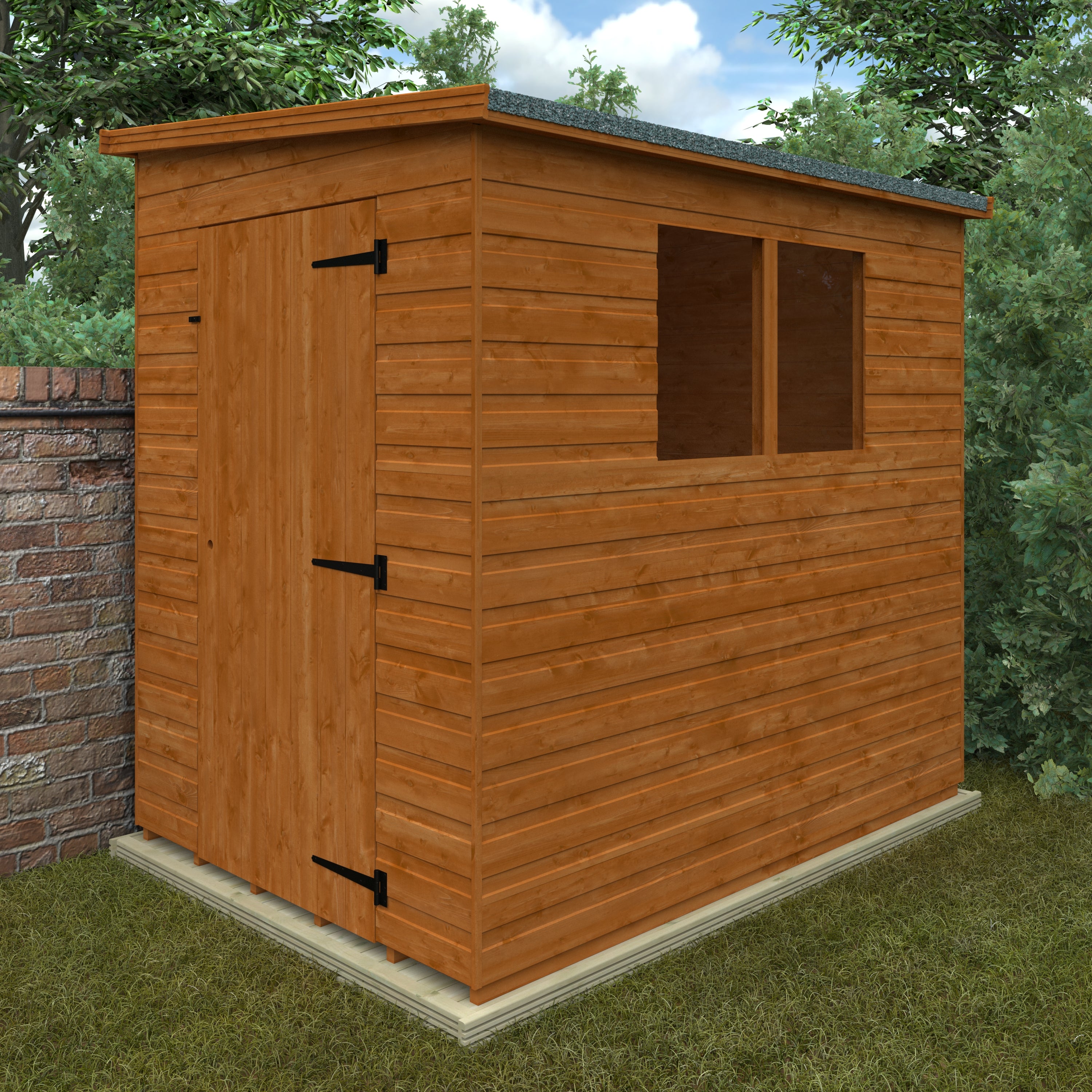 7x5 ft Lean-To Pent Shiplap Wooden Garden Shed