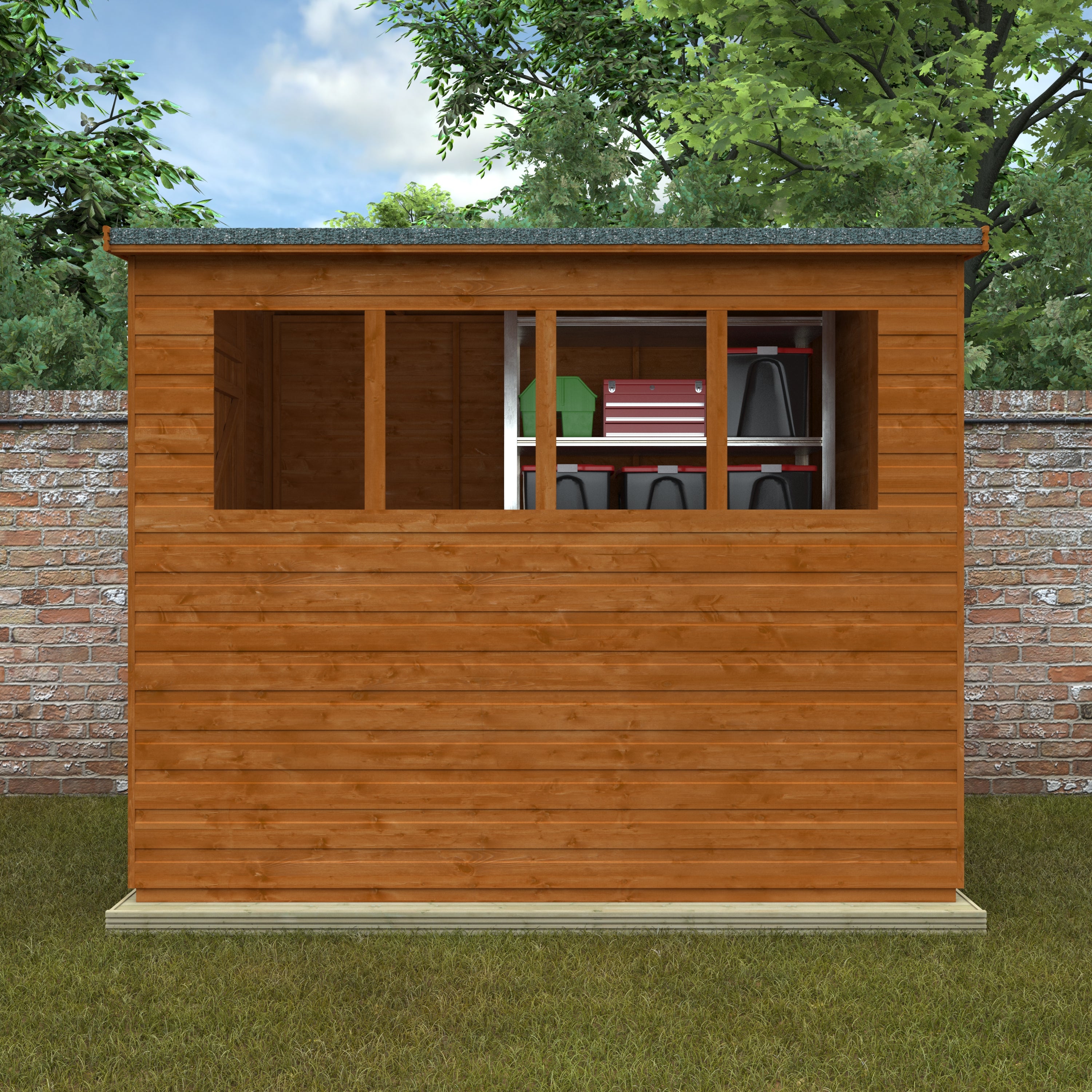 8x6 ft Lean-To Pent Shiplap Wooden Garden Shed