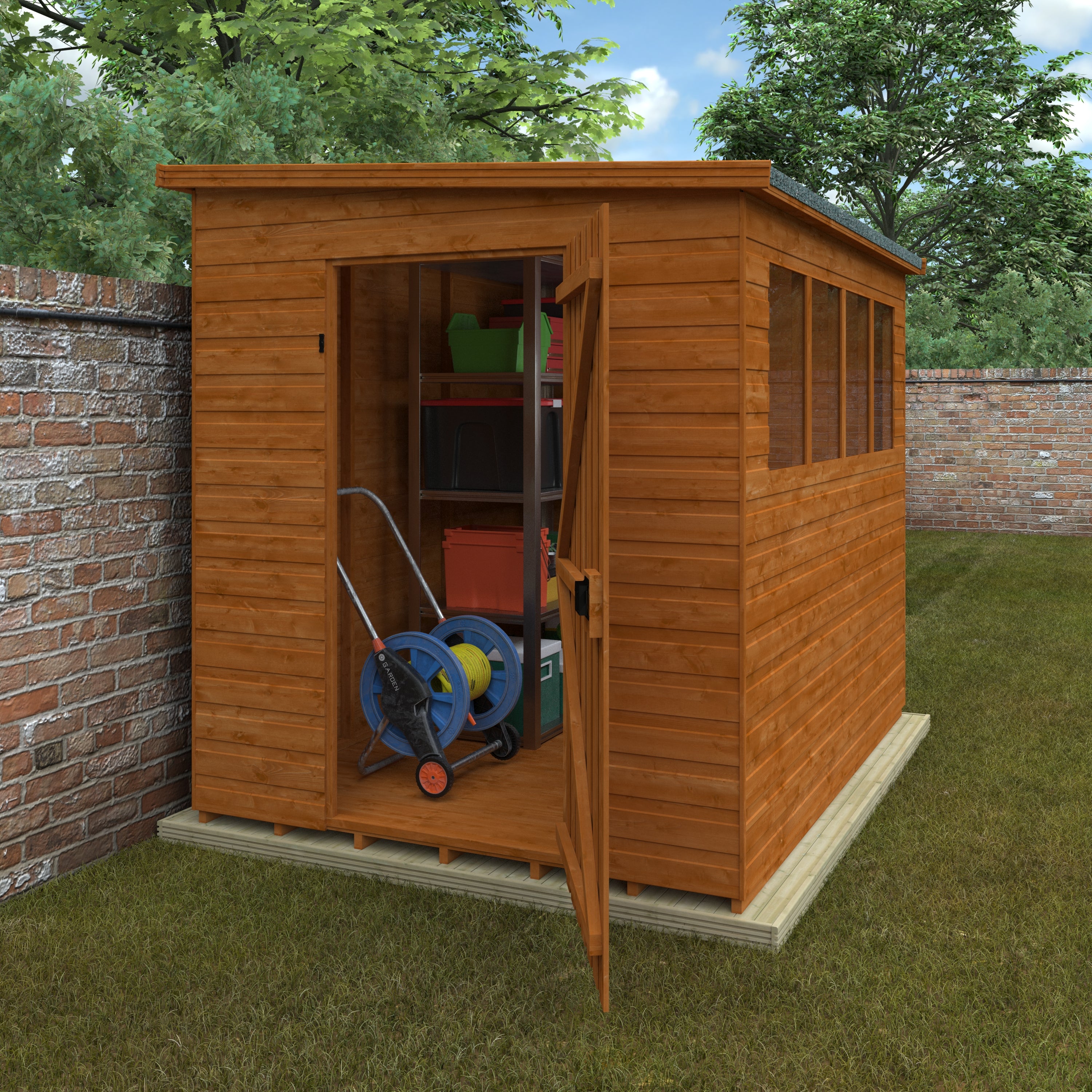 8x6 ft Lean-To Pent Shiplap Wooden Garden Shed