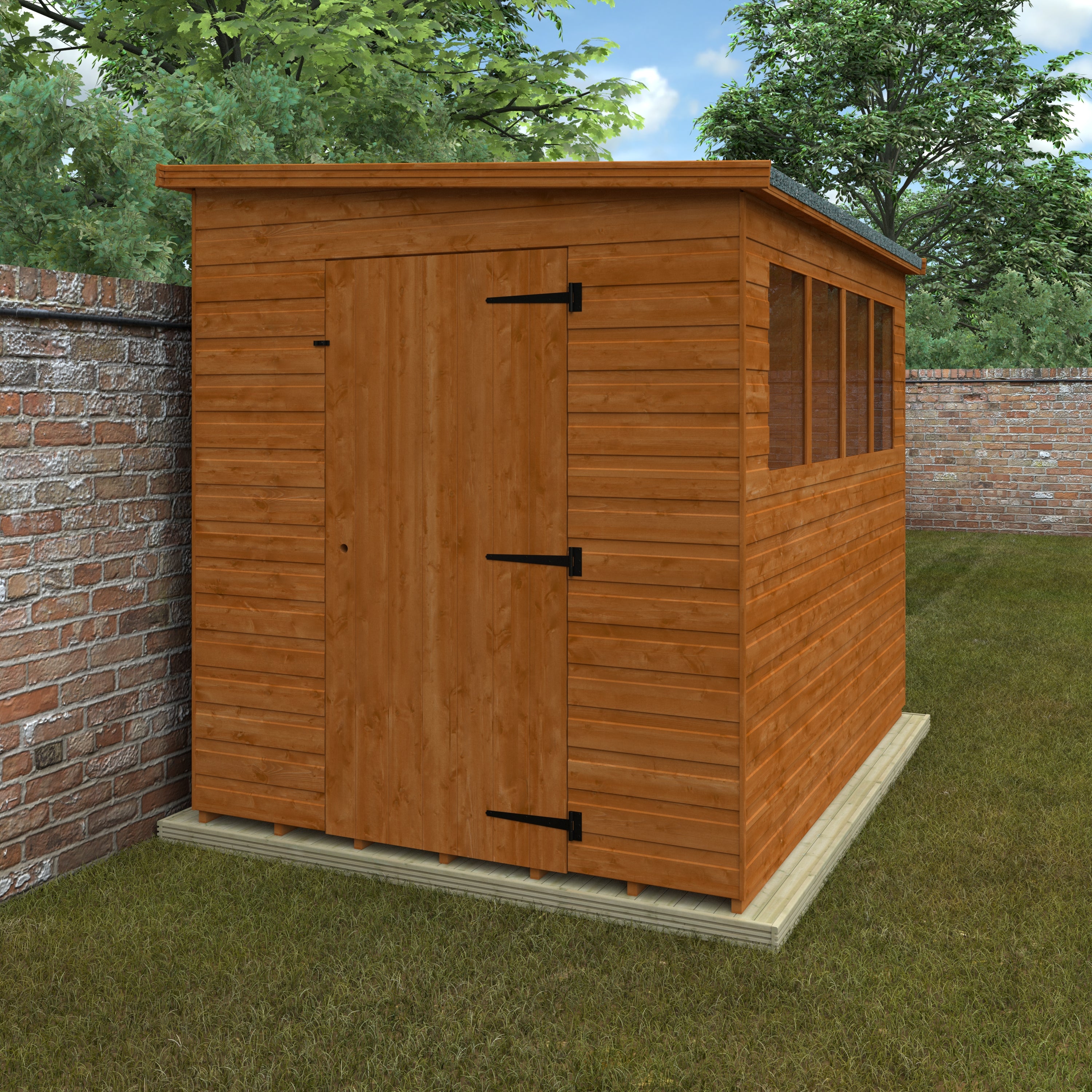 8x6 ft Lean-To Pent Shiplap Wooden Garden Shed