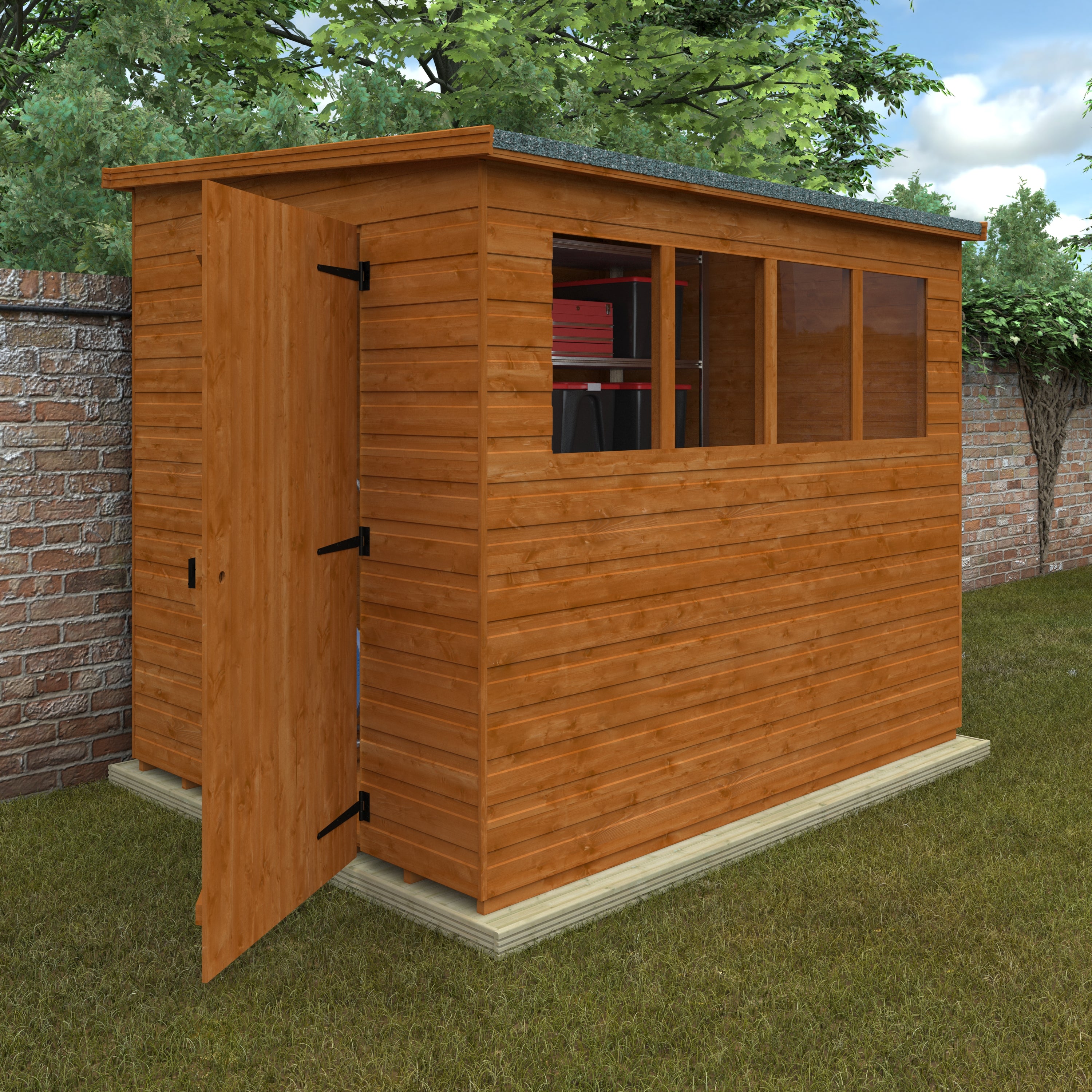 8x6 ft Lean-To Pent Shiplap Wooden Garden Shed