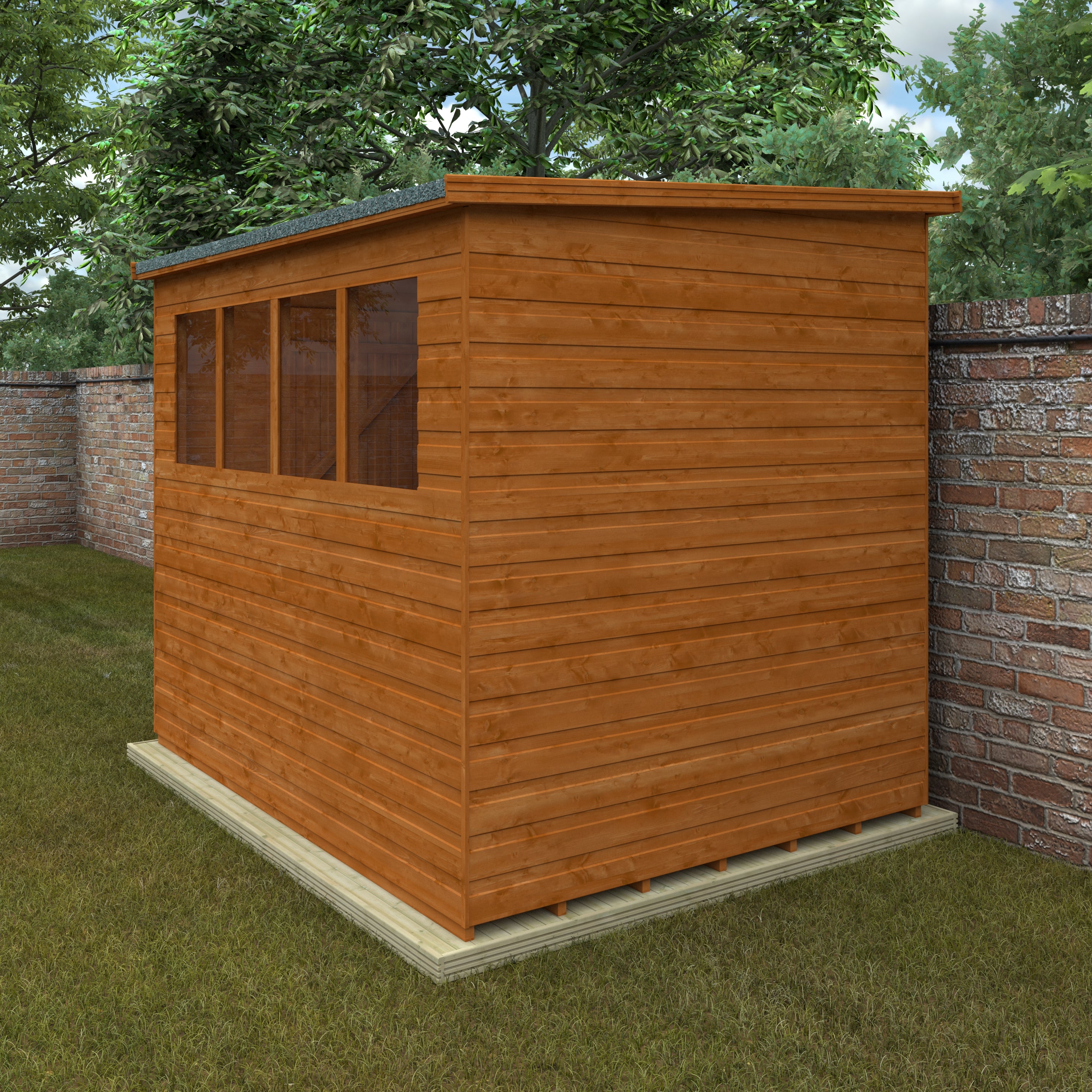 8x6 ft Lean-To Pent Shiplap Wooden Garden Shed