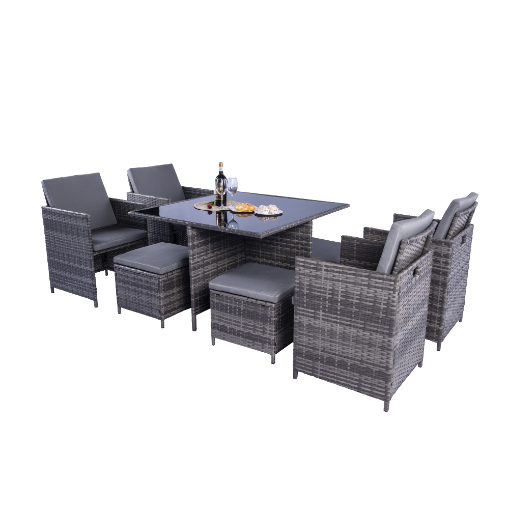 Milano 9 Piece Rattan Cube Dining Set