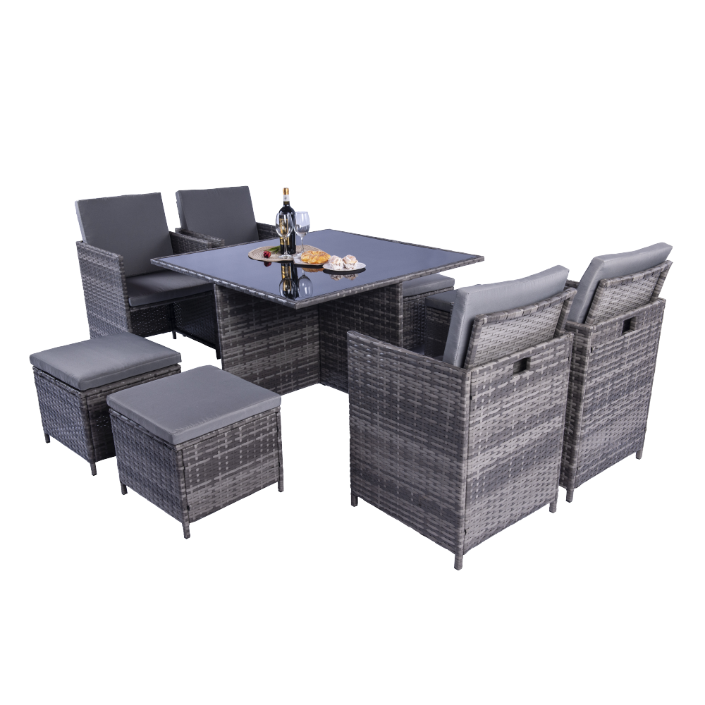 Milano 9 Piece Rattan Cube Dining Set