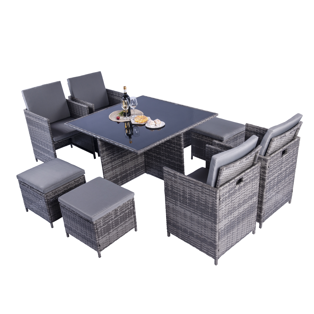 Milano 9 Piece Rattan Cube Dining Set