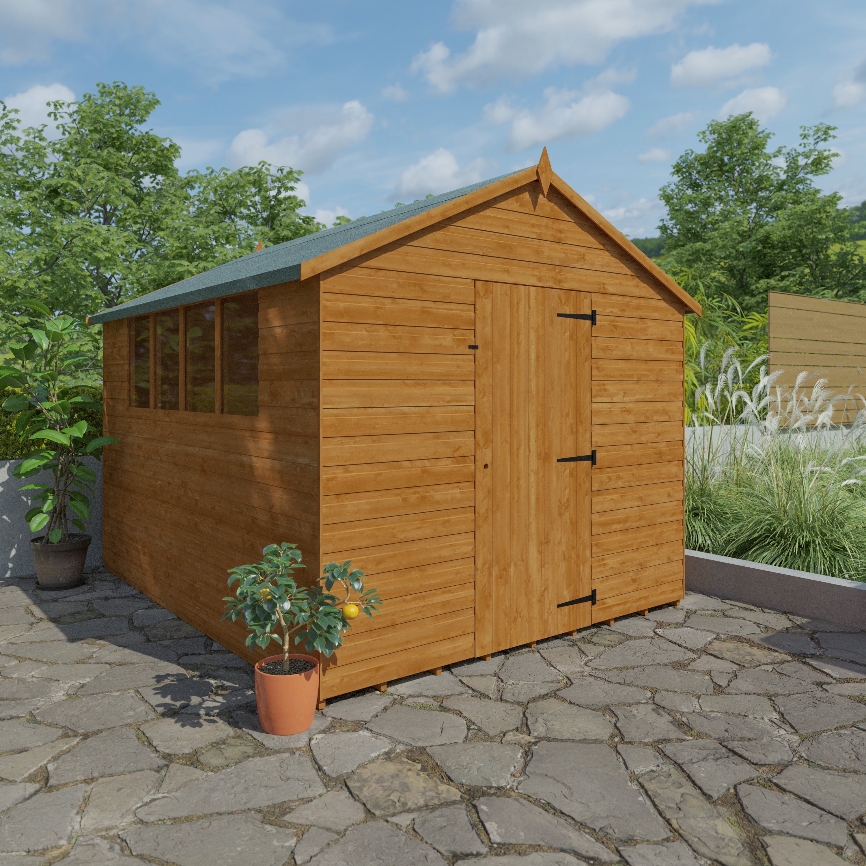 10x8 ft Premium Apex Shiplap Wooden Garden Shed