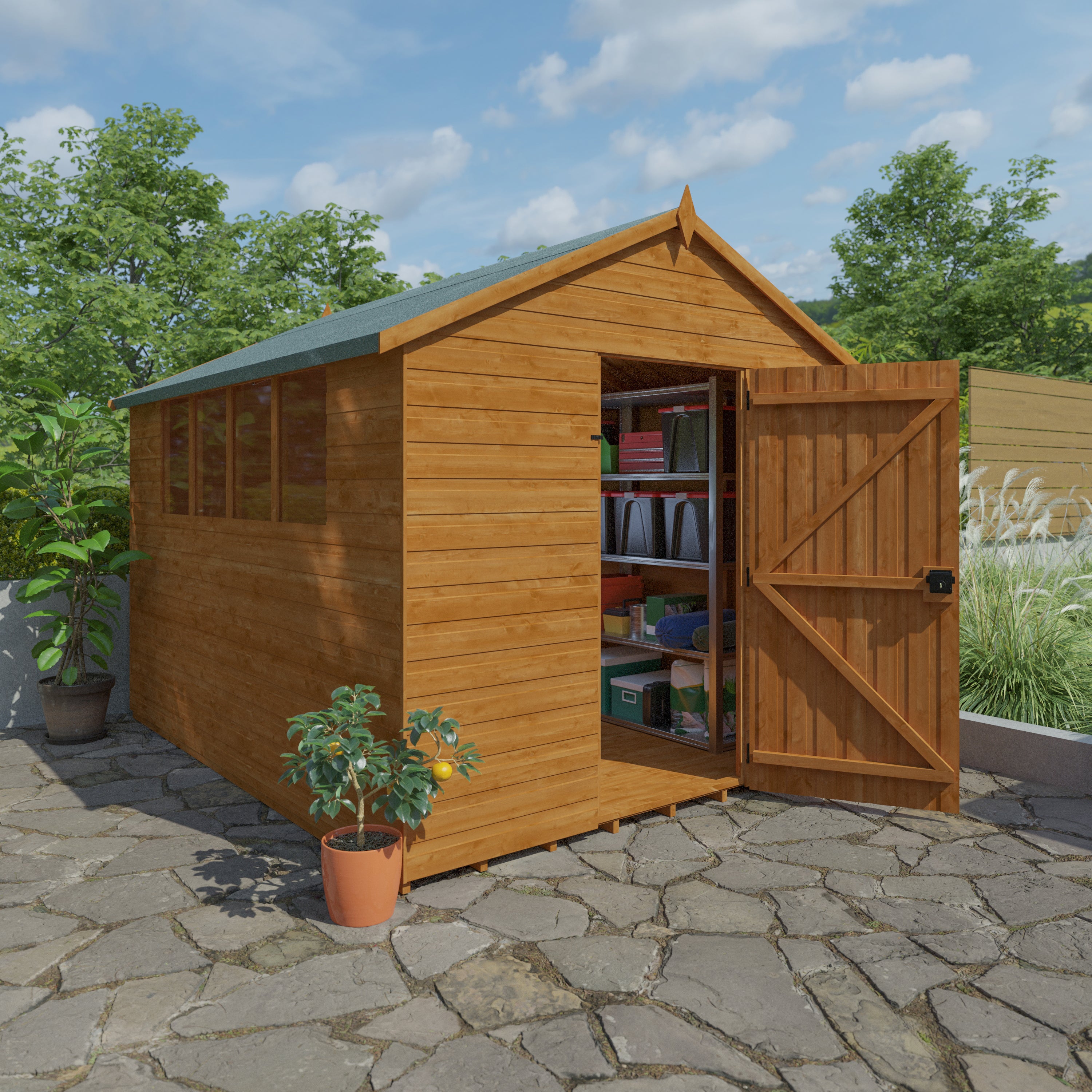 10x8 ft Premium Apex Shiplap Wooden Garden Shed