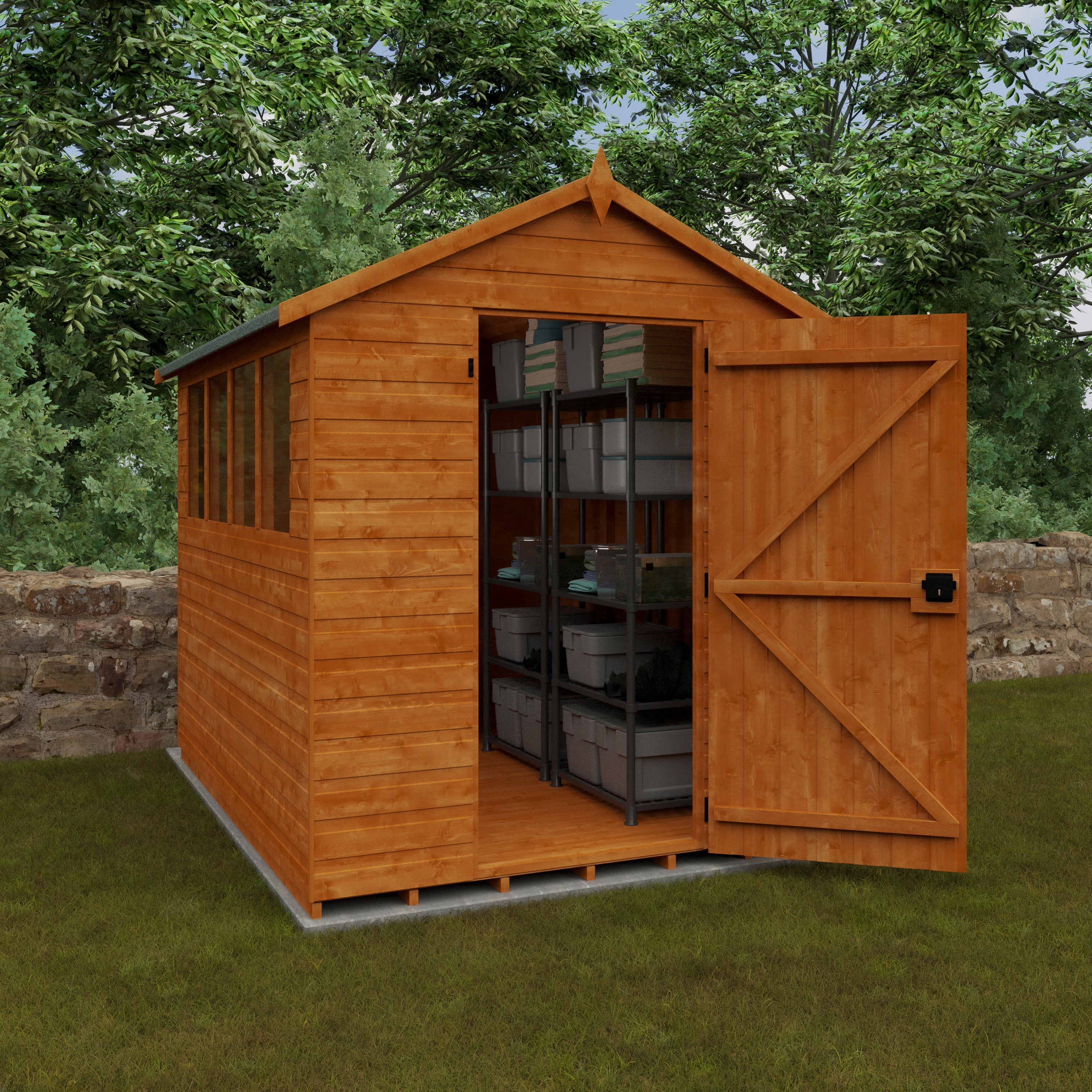 8x6 ft Premium Apex Shiplap Wooden Garden Shed