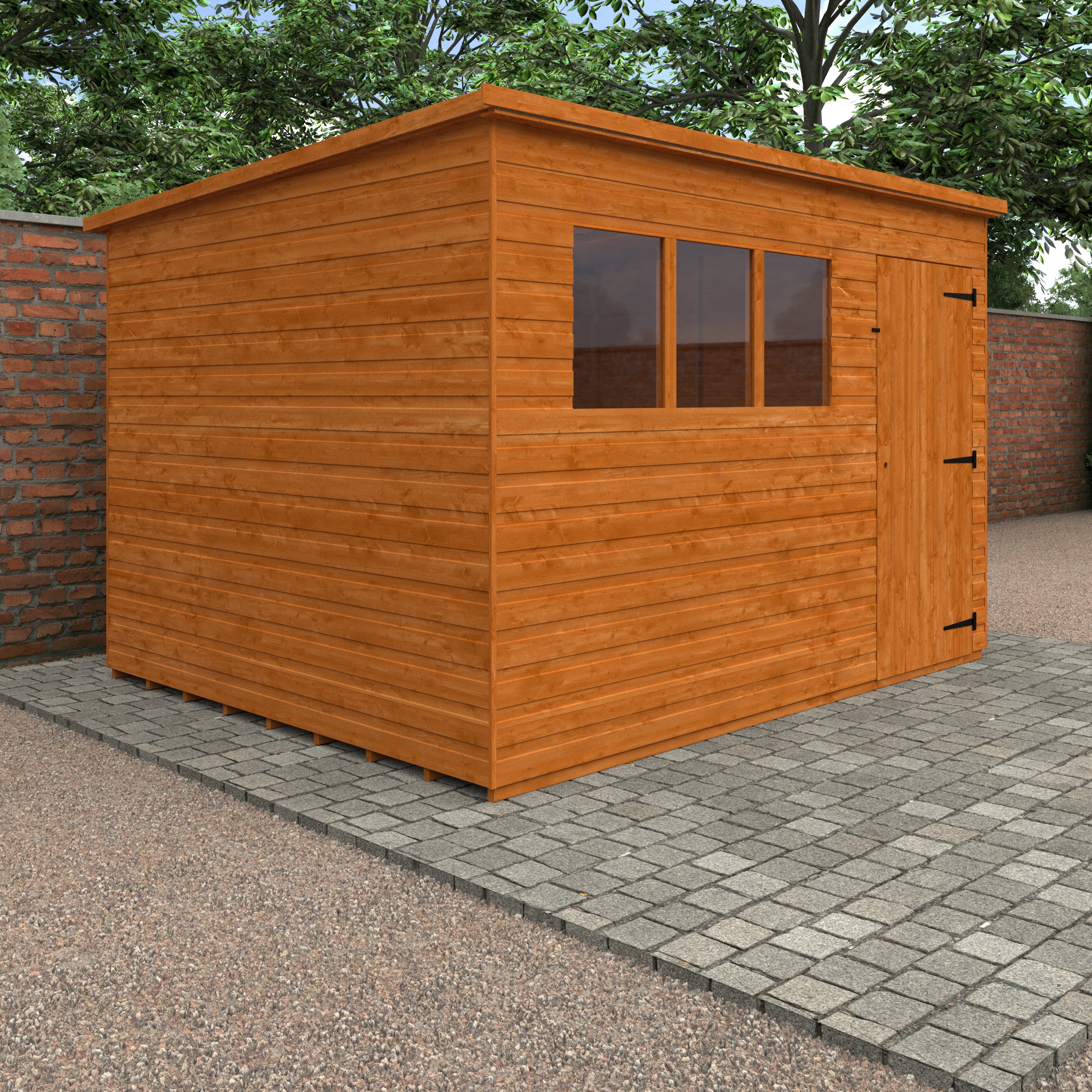 10x8 ft Premium Pent Shiplap Wooden Garden Shed