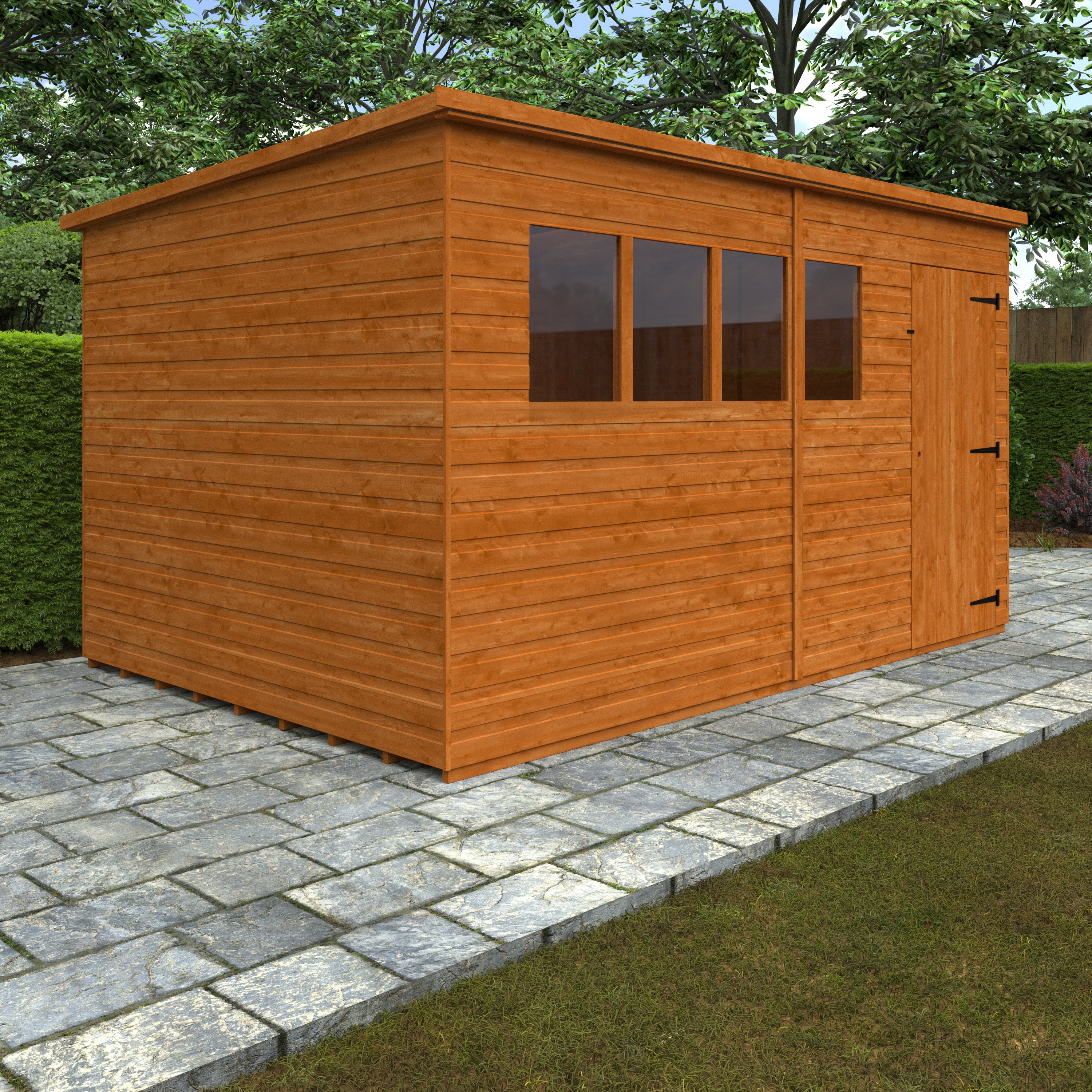 12x8 ft Premium Pent Shiplap Wooden Garden Shed