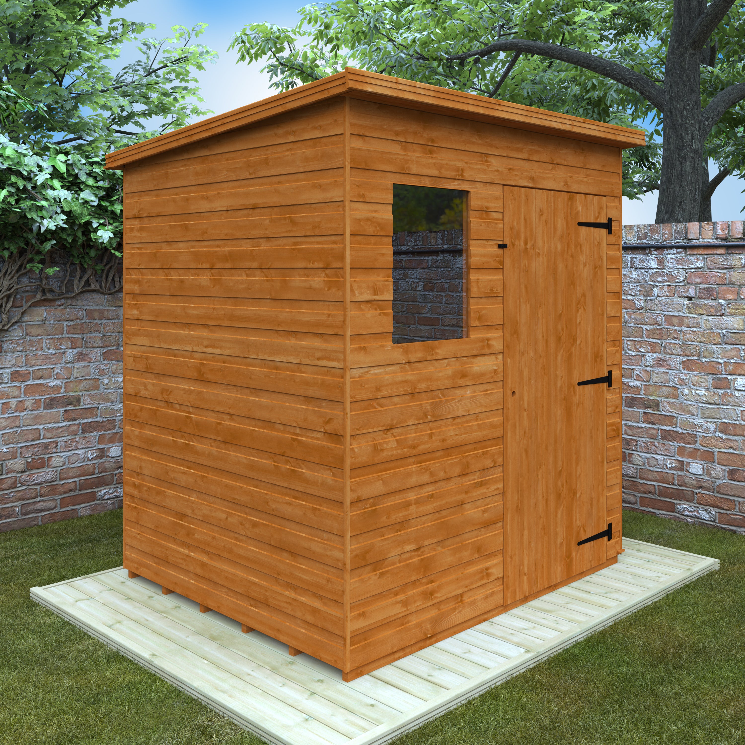 6x5 ft Premium Pent Shiplap Wooden Garden Shed