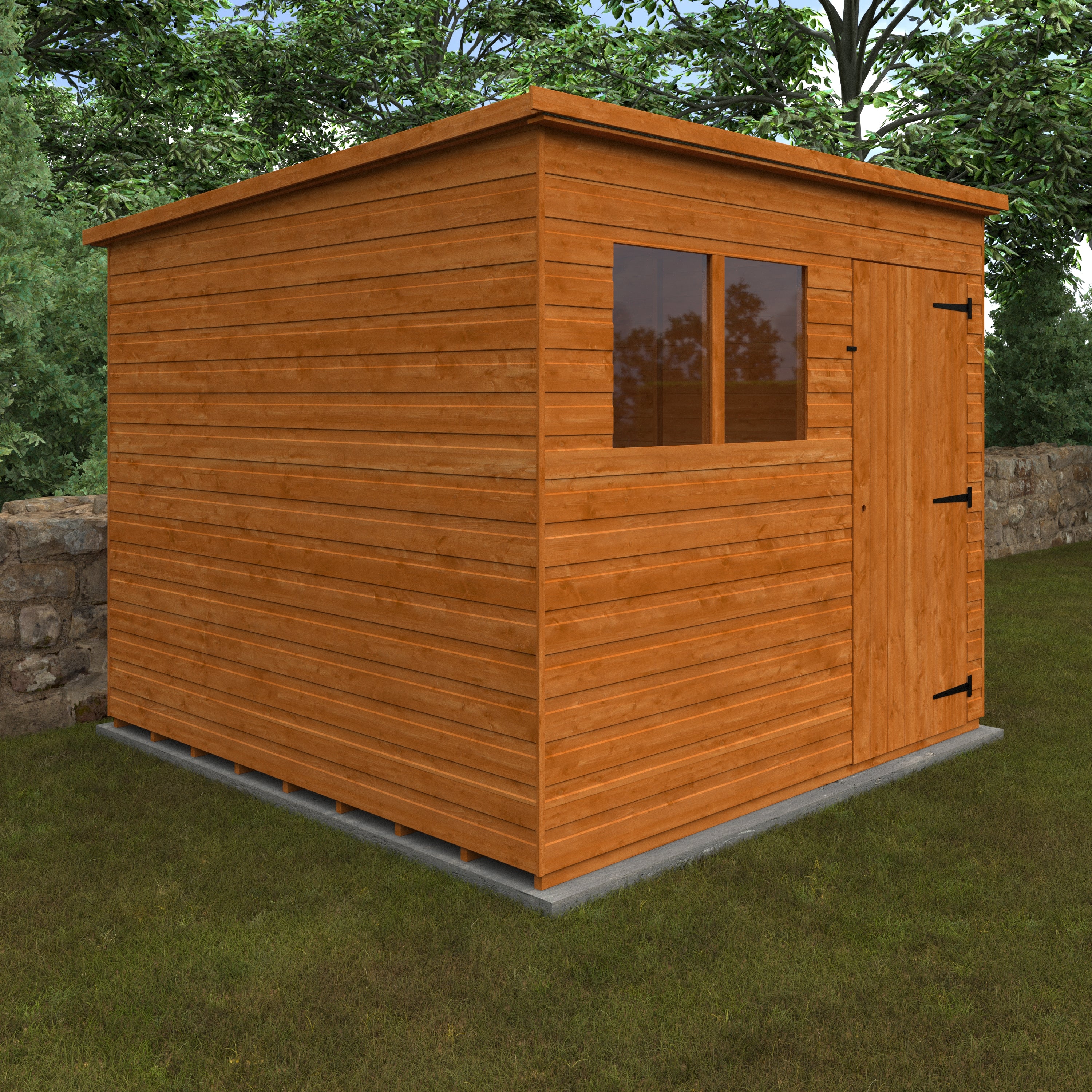 8x8 ft Premium Pent Shiplap Wooden Garden Shed